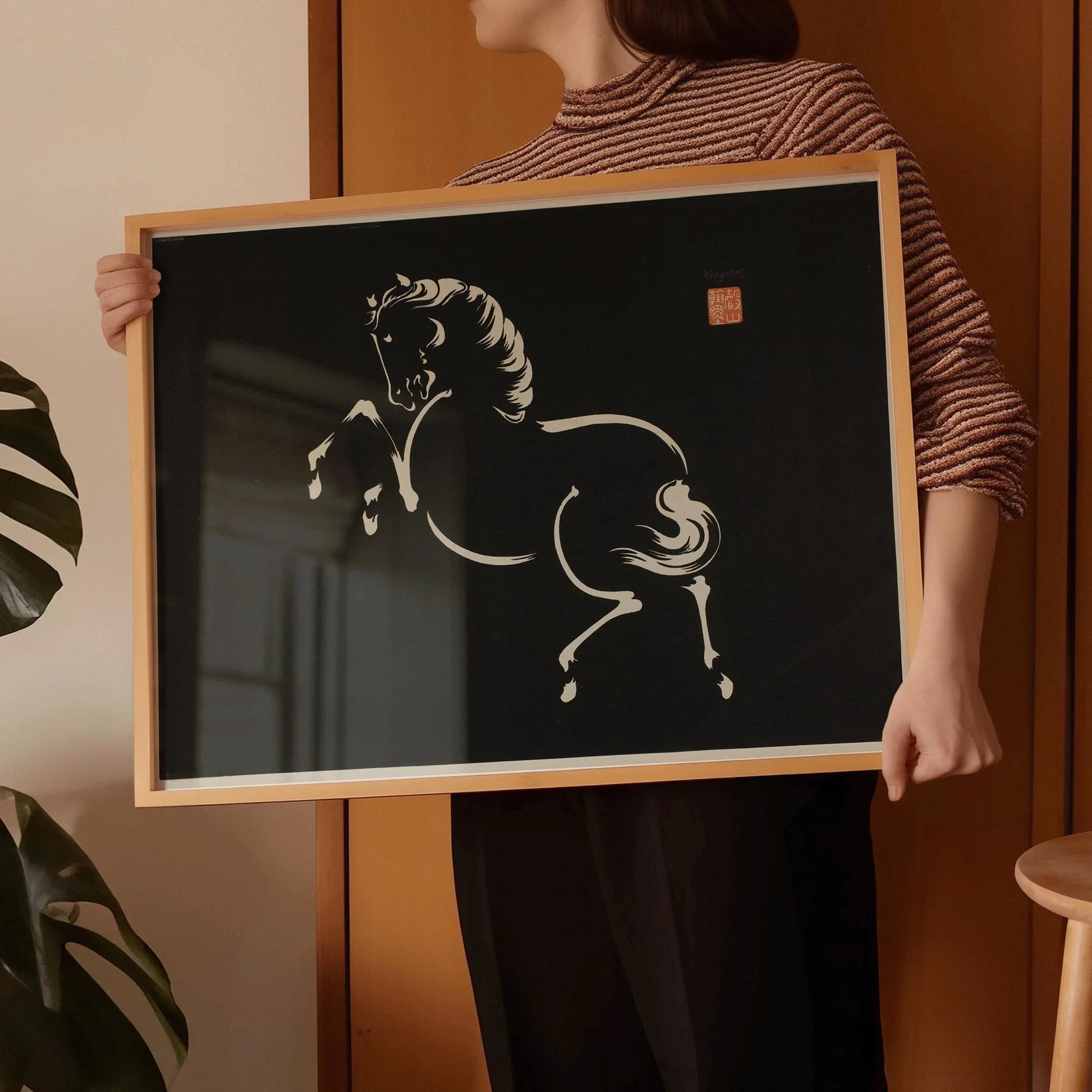 Wakyosai - Rearing Horse | PRINT | A Stunning Vintage Japanese Horse Artwork in Black