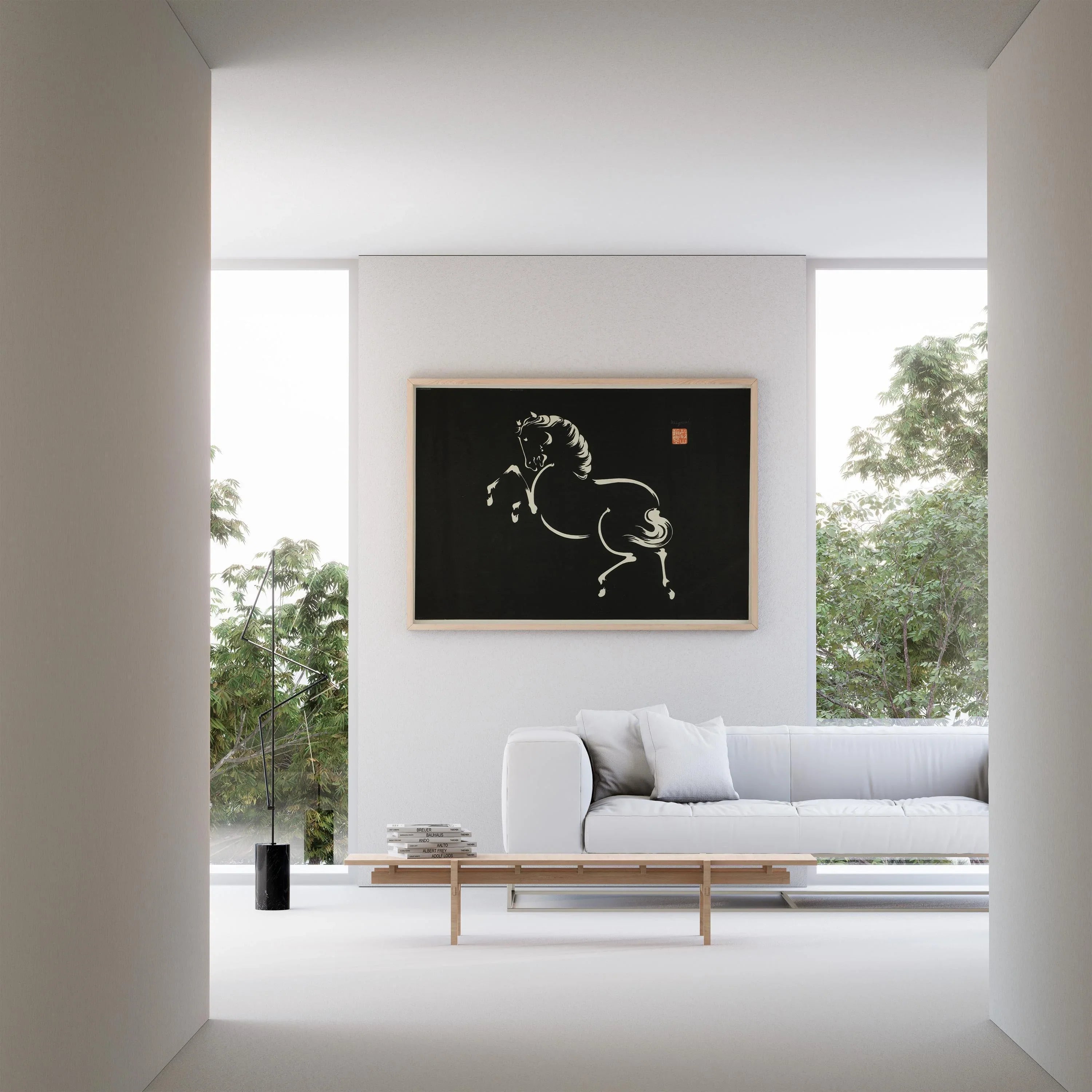 Wakyosai - Rearing Horse | PRINT | A Stunning Vintage Japanese Horse Artwork in Black