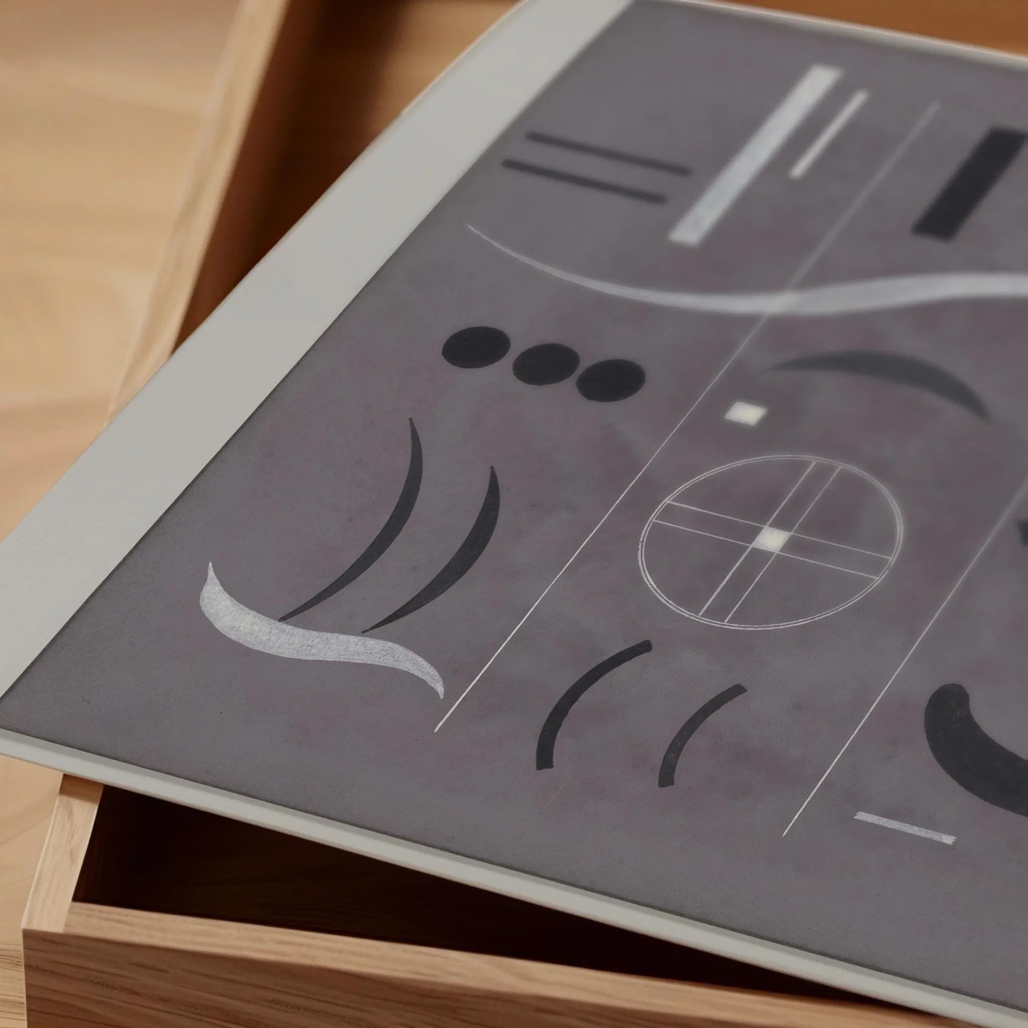 Wassily Kandinsky at Bauhaus - Four Parts PRINT | Mid - Century Modern Art Print in Grey and Black