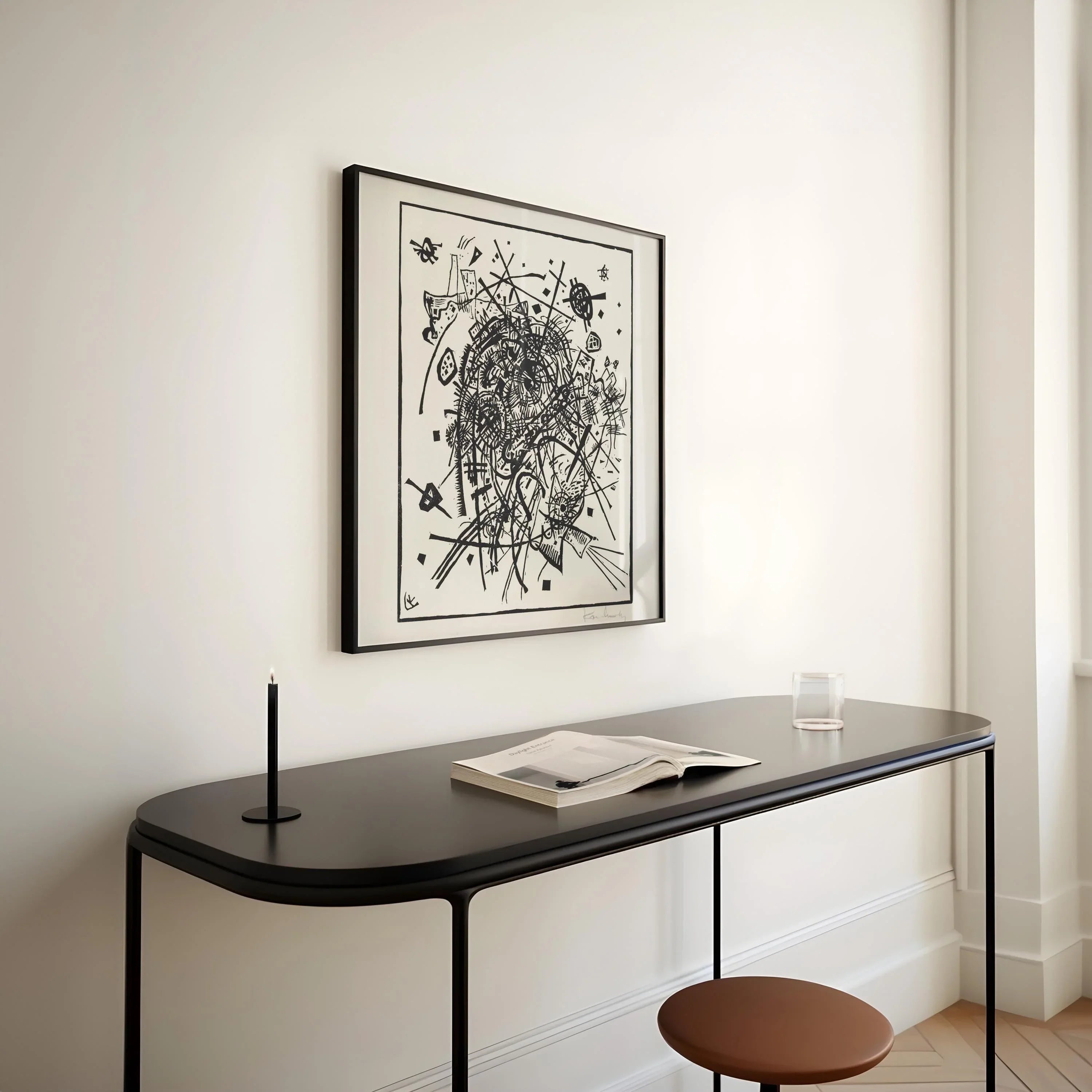 Wassily Kandinsky at Bauhaus - Small Worlds 8 (1922) PRINT | Famous Monochrome Midcentury Modern Art (available framed) 1x1 - 9ArtPrints