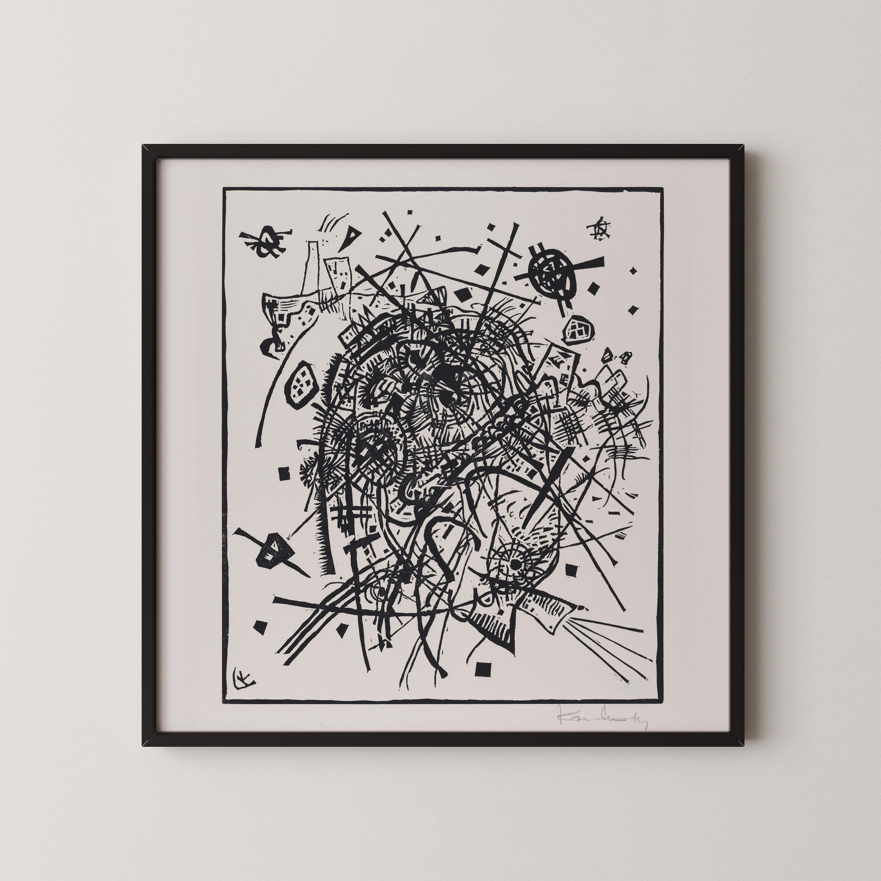 Wassily Kandinsky at Bauhaus - Small Worlds 8 (1922) PRINT | Famous Monochrome Midcentury Modern Art (available framed) 1x1 - 9ArtPrints