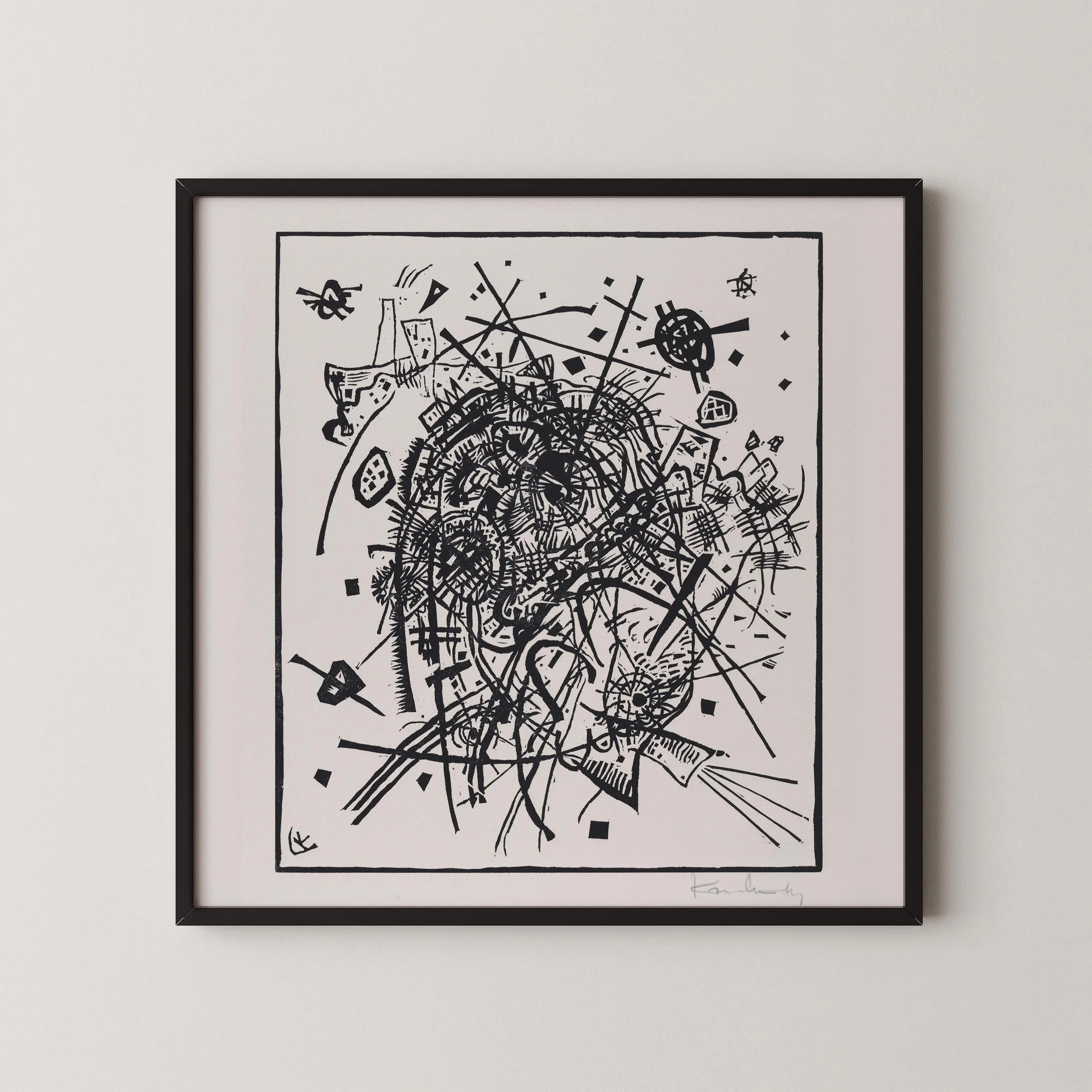 Wassily Kandinsky at Bauhaus - Small Worlds 8 (1922) PRINT | Famous Monochrome Midcentury Modern Art (available framed) 1x1 - 9ArtPrints