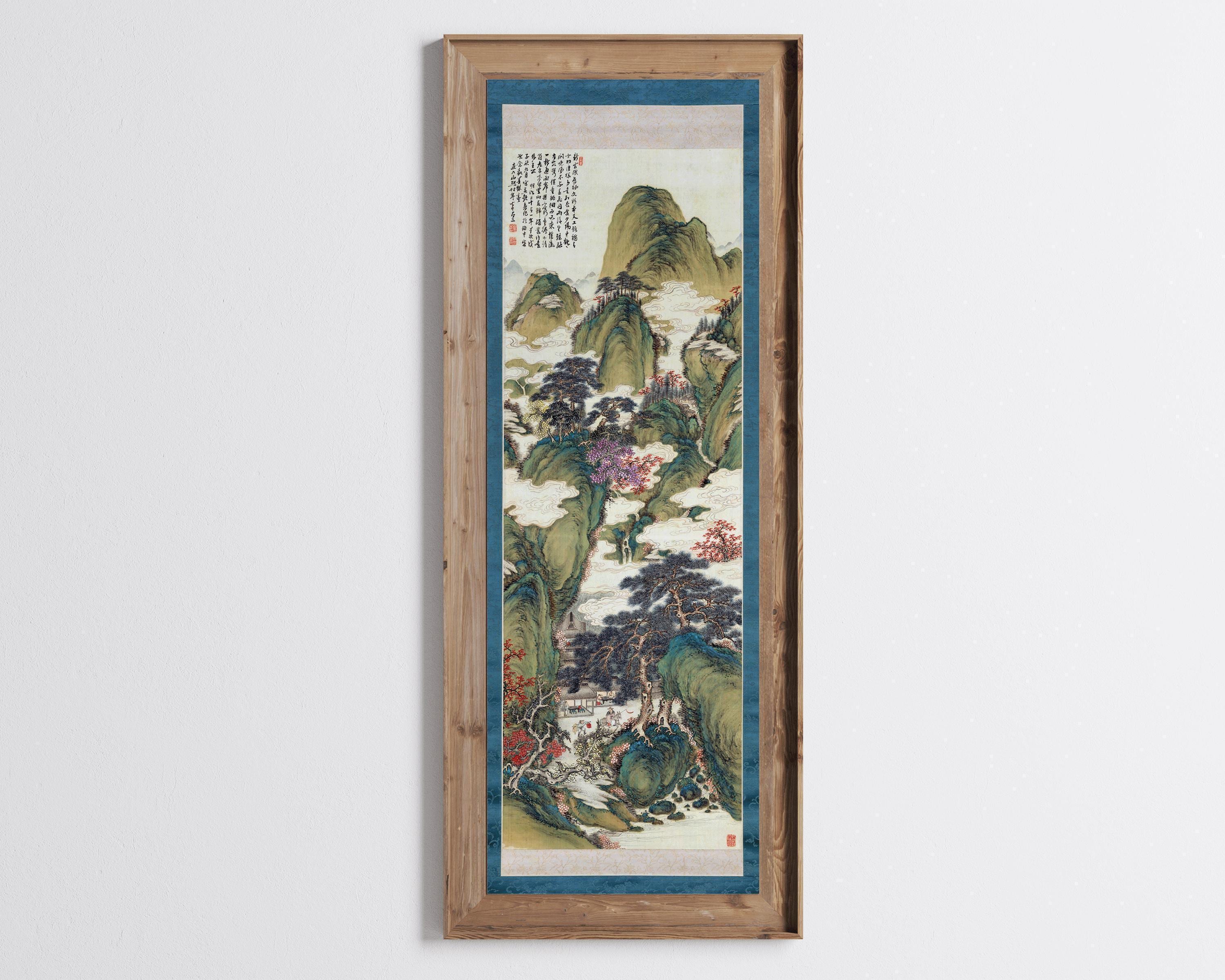 White Clouds and Crimson Trees - Tomonoura Chikonyu | PRINT | Stunning Vintage Japanese Tall Artwork (available framed) 3x1 - 9ArtPrints