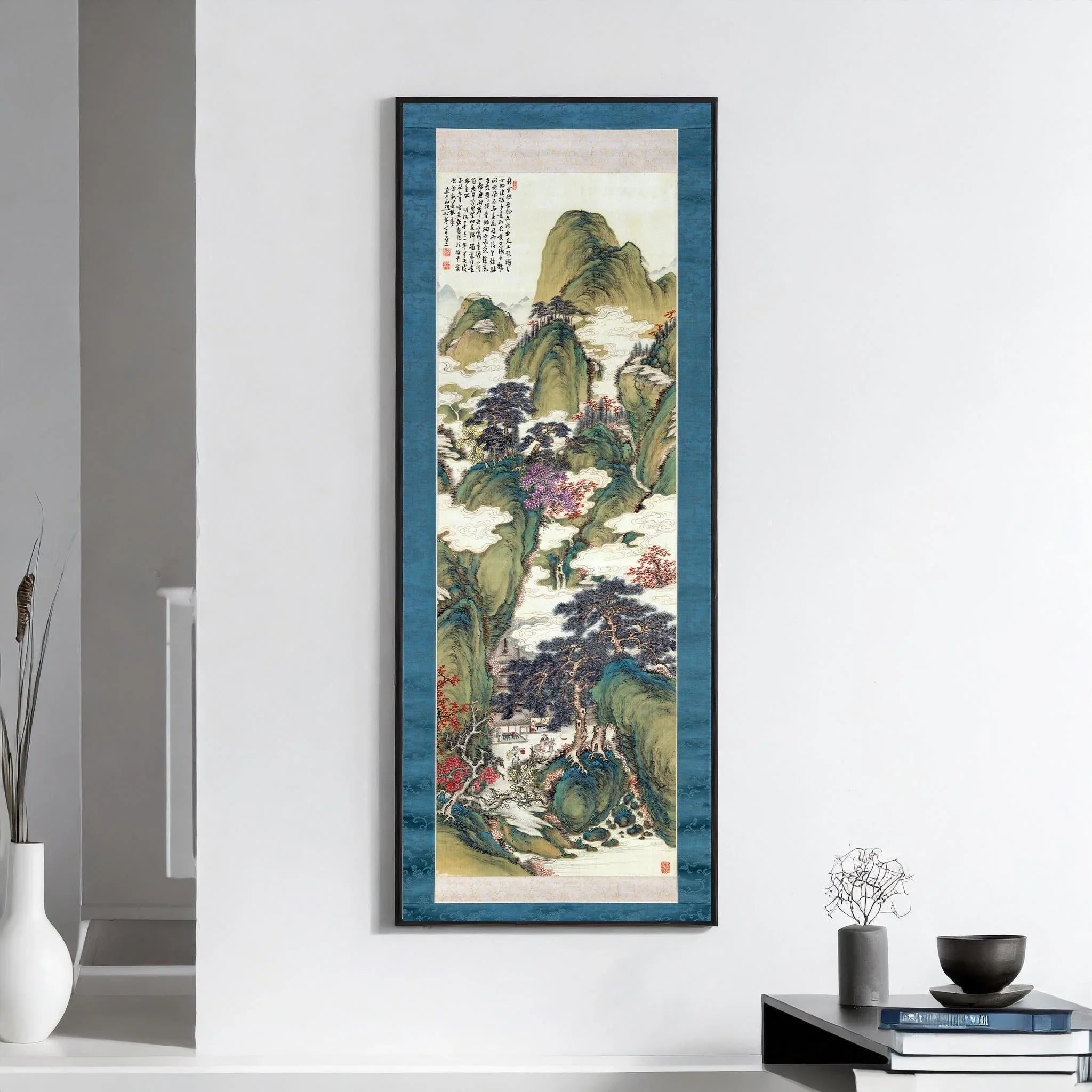 White Clouds and Crimson Trees - Tomonoura Chikonyu | PRINT | Stunning Vintage Japanese Tall Artwork (available framed) 3x1 - 9ArtPrints