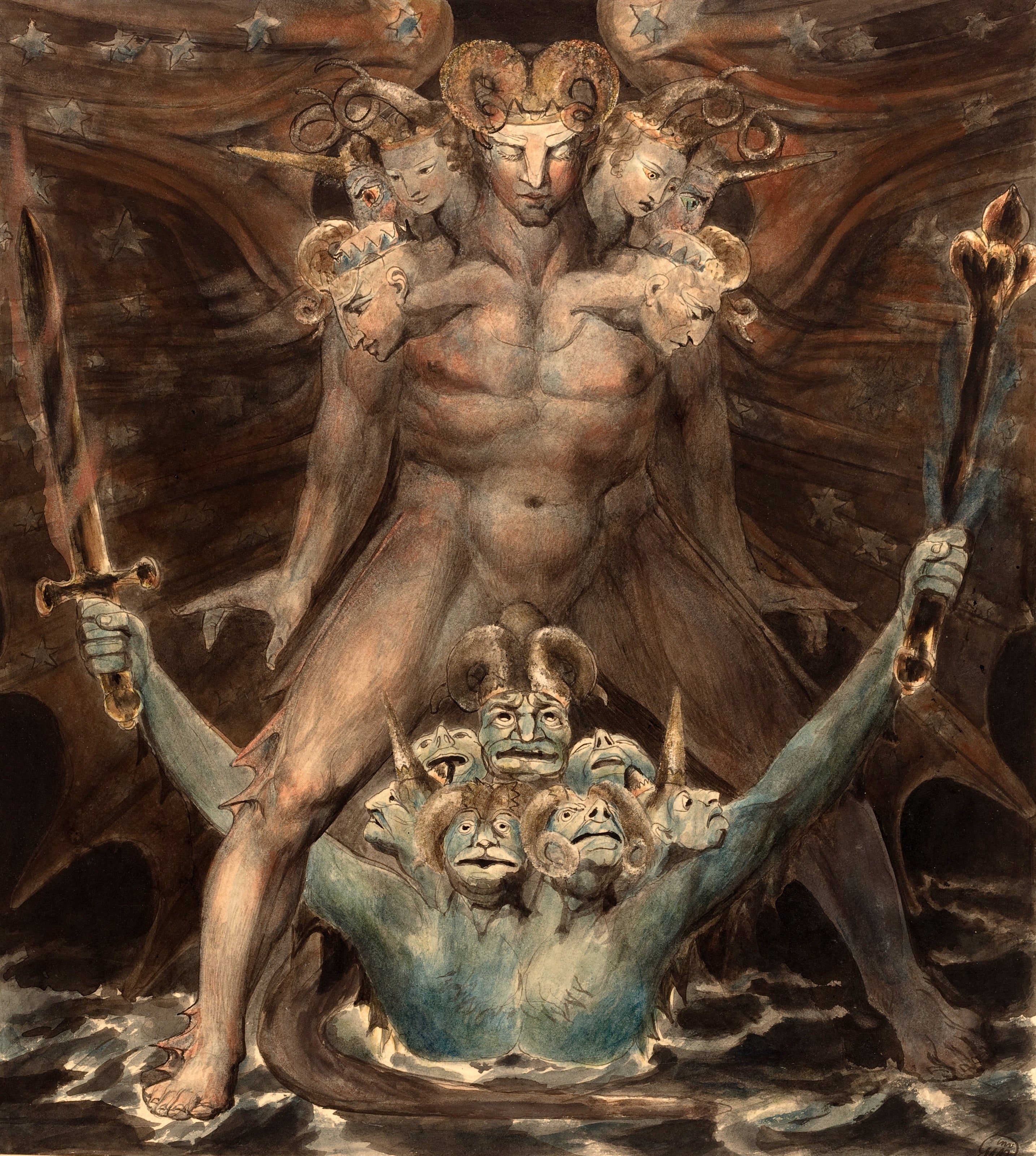 William Blake — The Great Red Dragon and the Beast from the Sea | Fine Art Giclée Print - 9ArtPrints