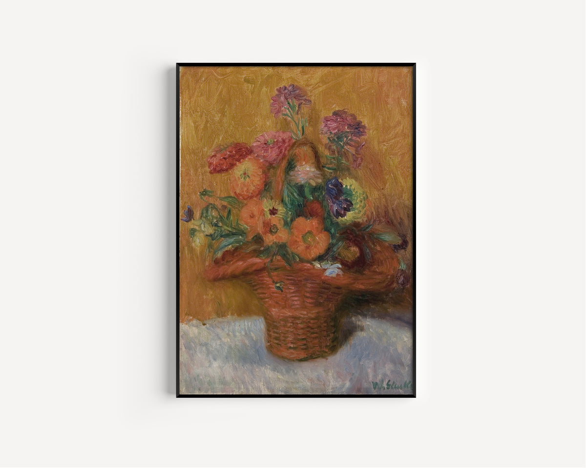 William Glackens — Red Basket of Zinnias | Fine Art Print