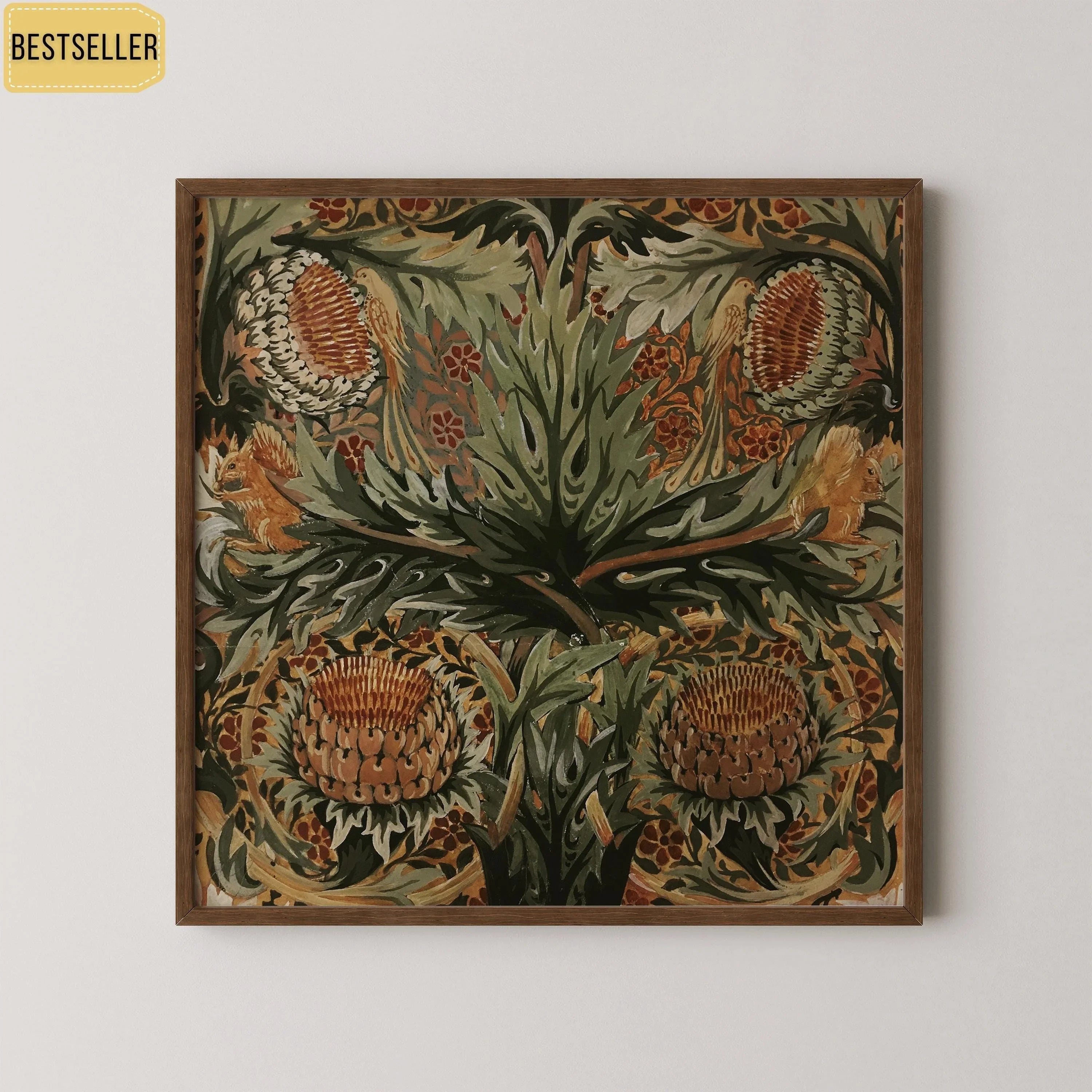 William Morris - Artichokes, Birds and Squirrels PRINT | Our Magnificent Bestseller and Statement Piece available framed 1X1 - 9ArtPrints