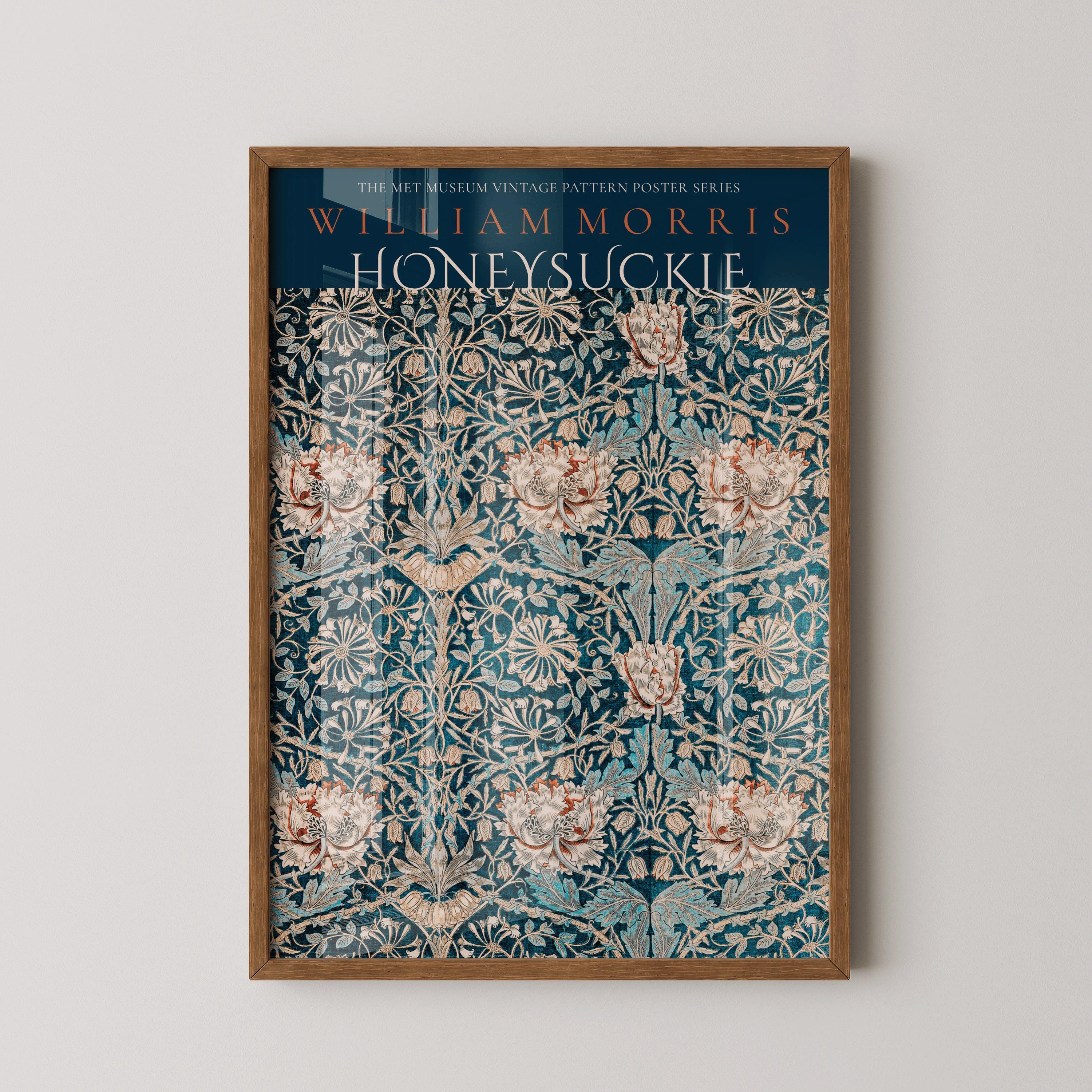 William Morris - Blue Honeysuckle PRINT | Vintage Botanical Pattern Poster