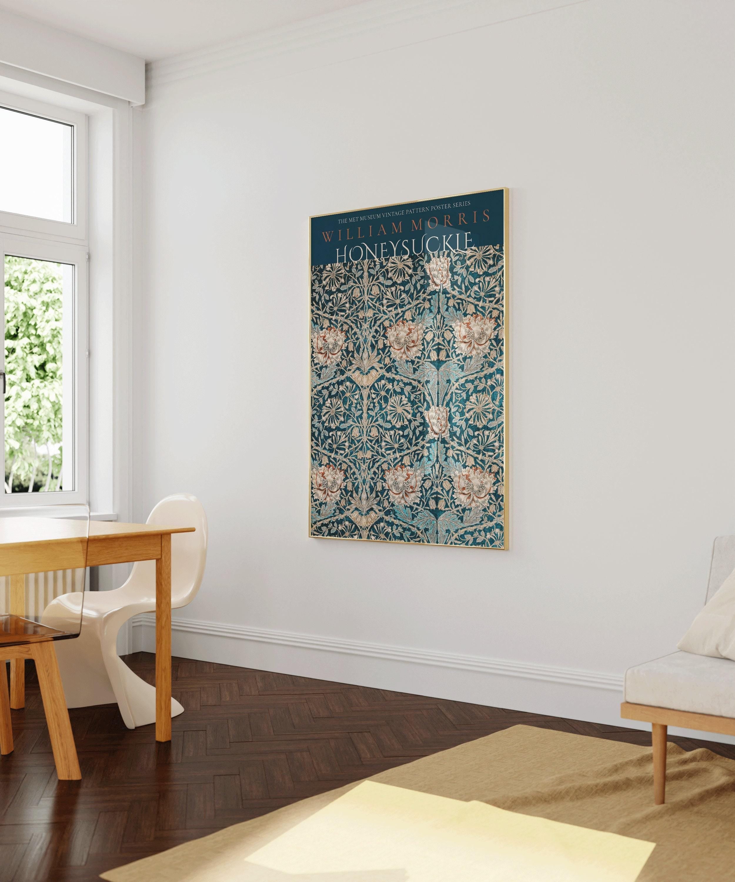 William Morris - Blue Honeysuckle PRINT | Vintage Botanical Pattern Poster