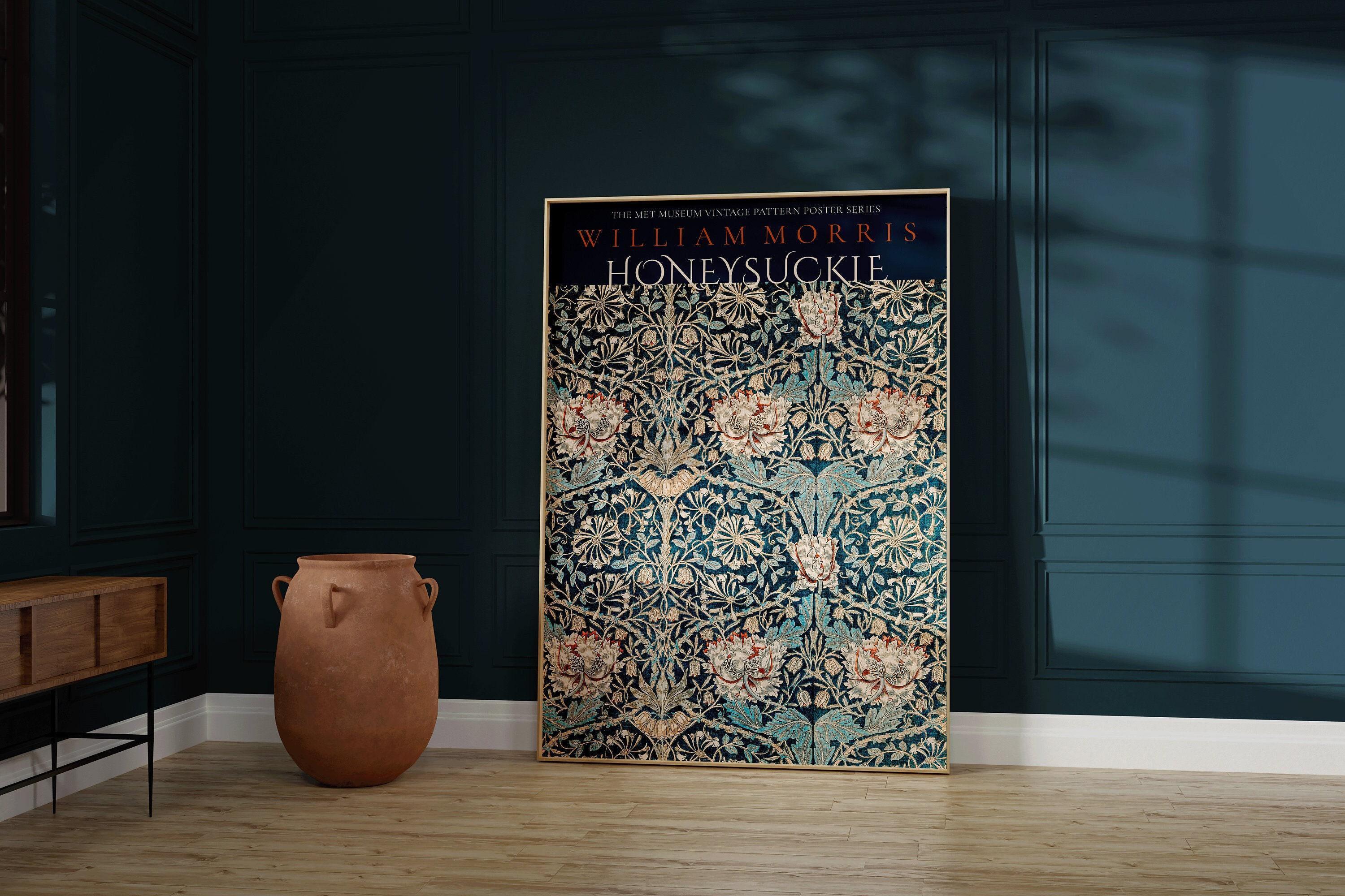 William Morris - Blue Honeysuckle PRINT | Vintage Botanical Pattern Poster