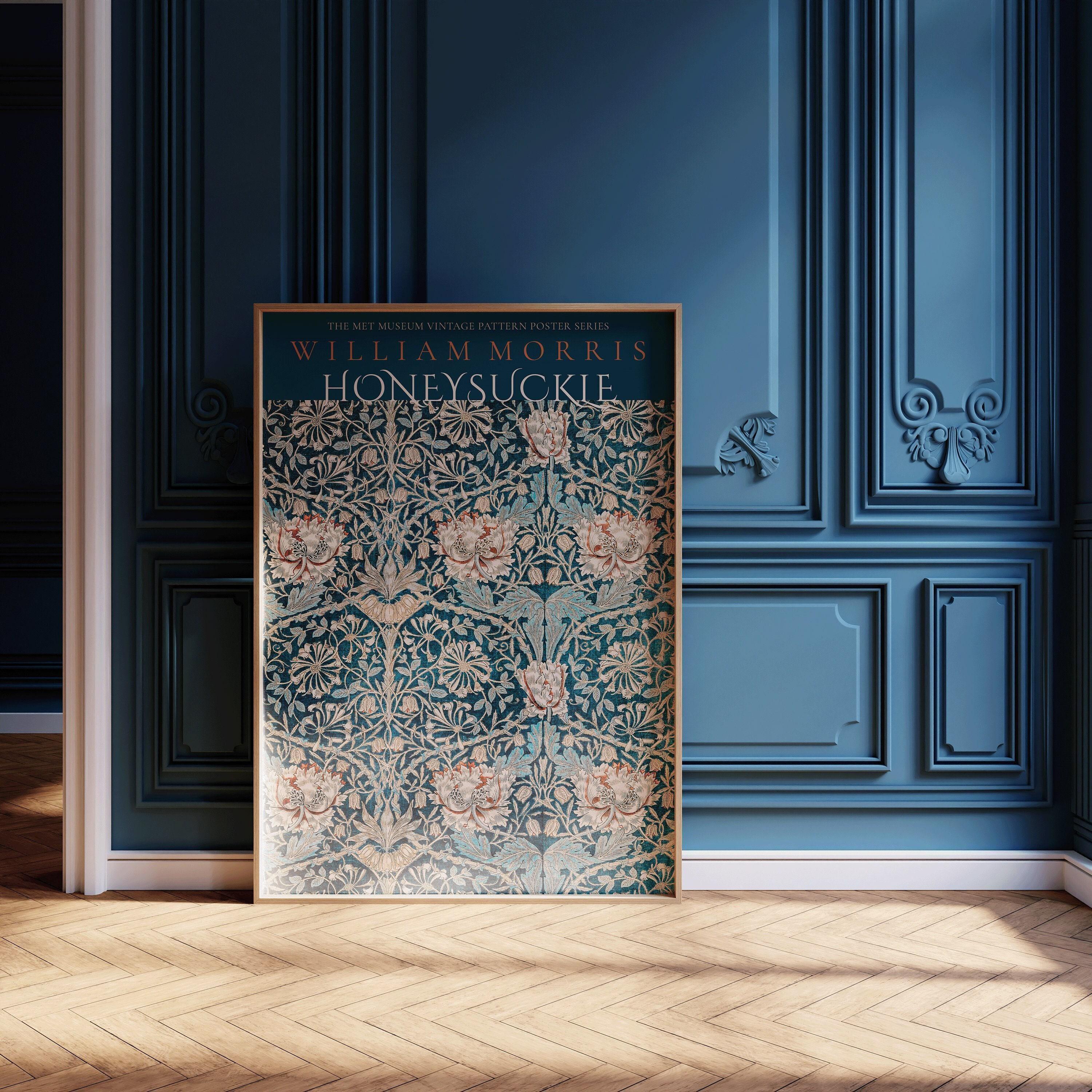 William Morris - Blue Honeysuckle PRINT | Vintage Botanical Pattern Poster