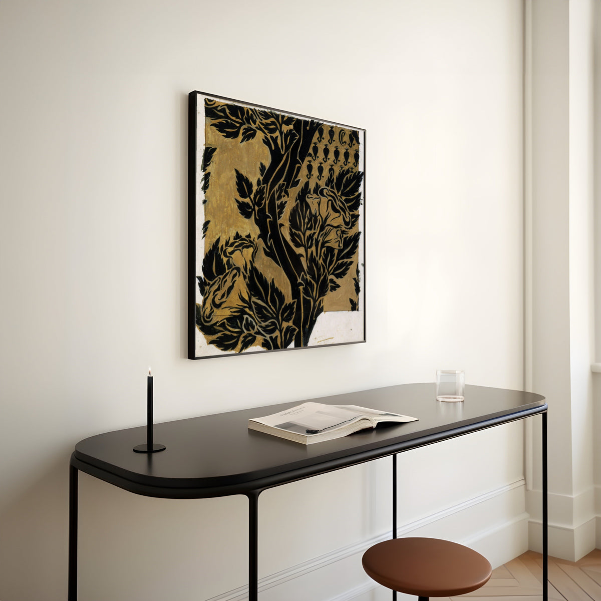 William Morris — Botanical Pattern (Black on Gold) | Art Print - 9ArtPrints