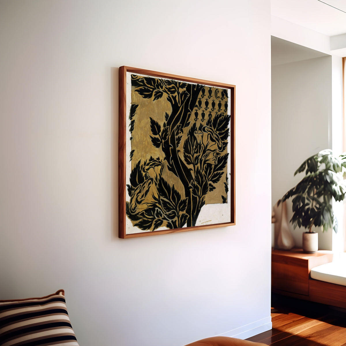 William Morris — Botanical Pattern (Black on Gold) | Art Print - 9ArtPrints
