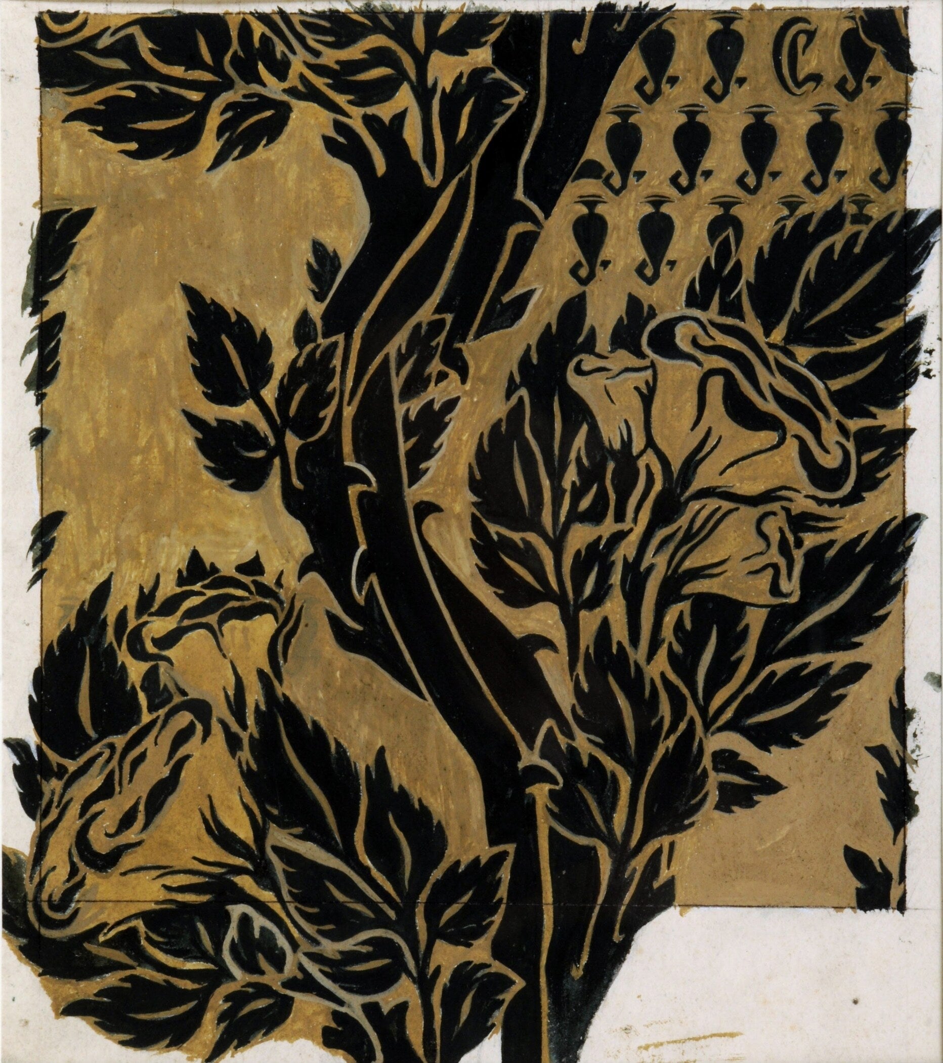 William Morris — Botanical Pattern (Black on Gold) | Art Print - 9ArtPrints