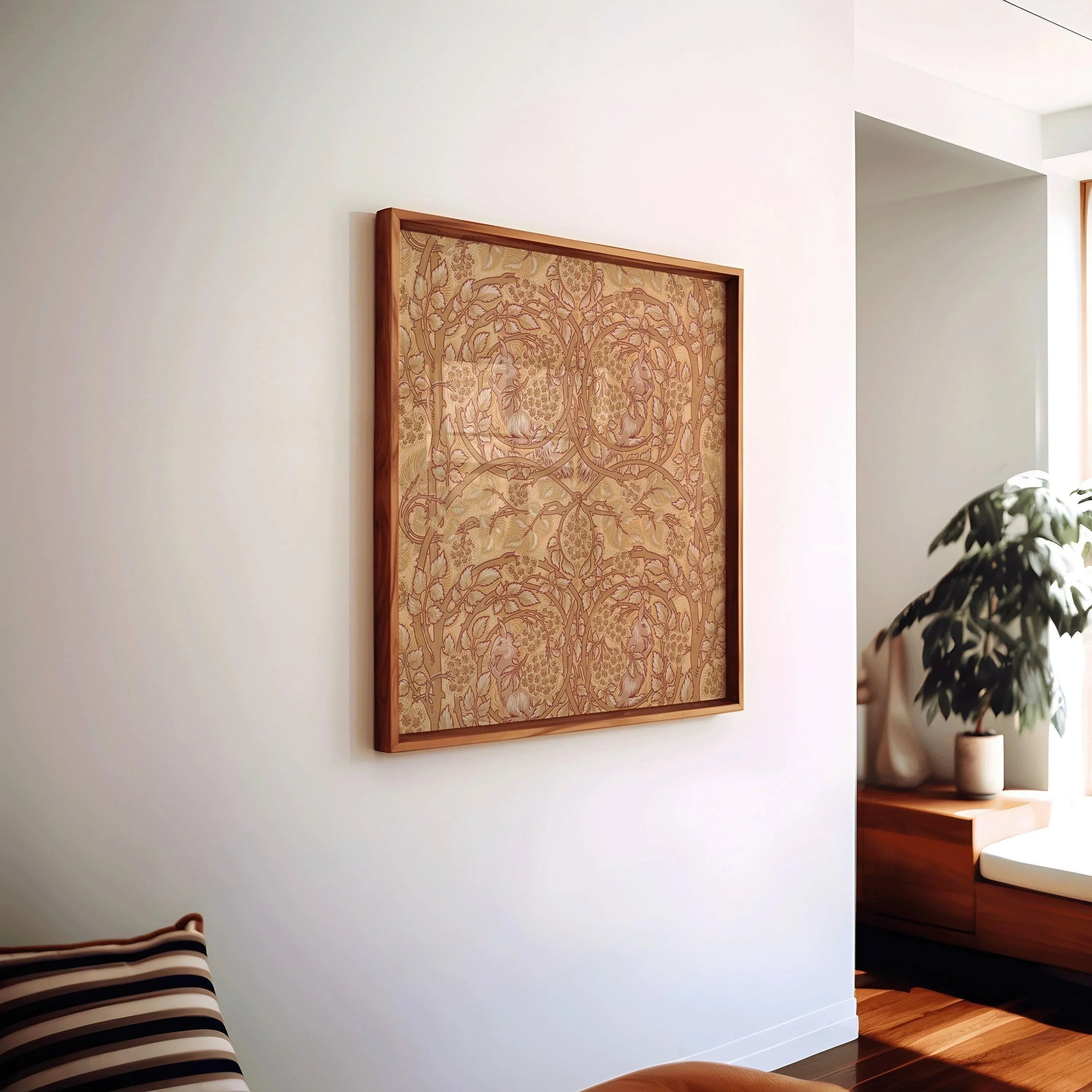 William Morris Bramble & Squirrels Art Print: Vintage Botanical Pattern (1x1) - 9ArtPrints