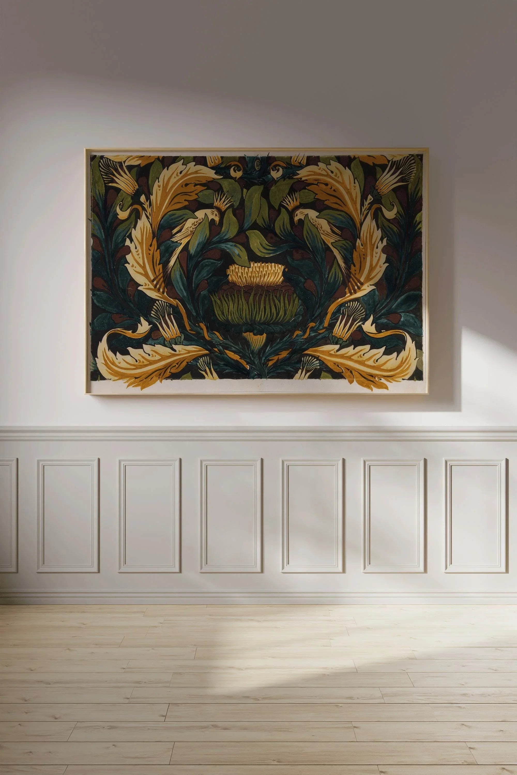 William Morris - Crowned Bird with Artichokes PRINT | A Magnificent Vintage Botanical Artwork