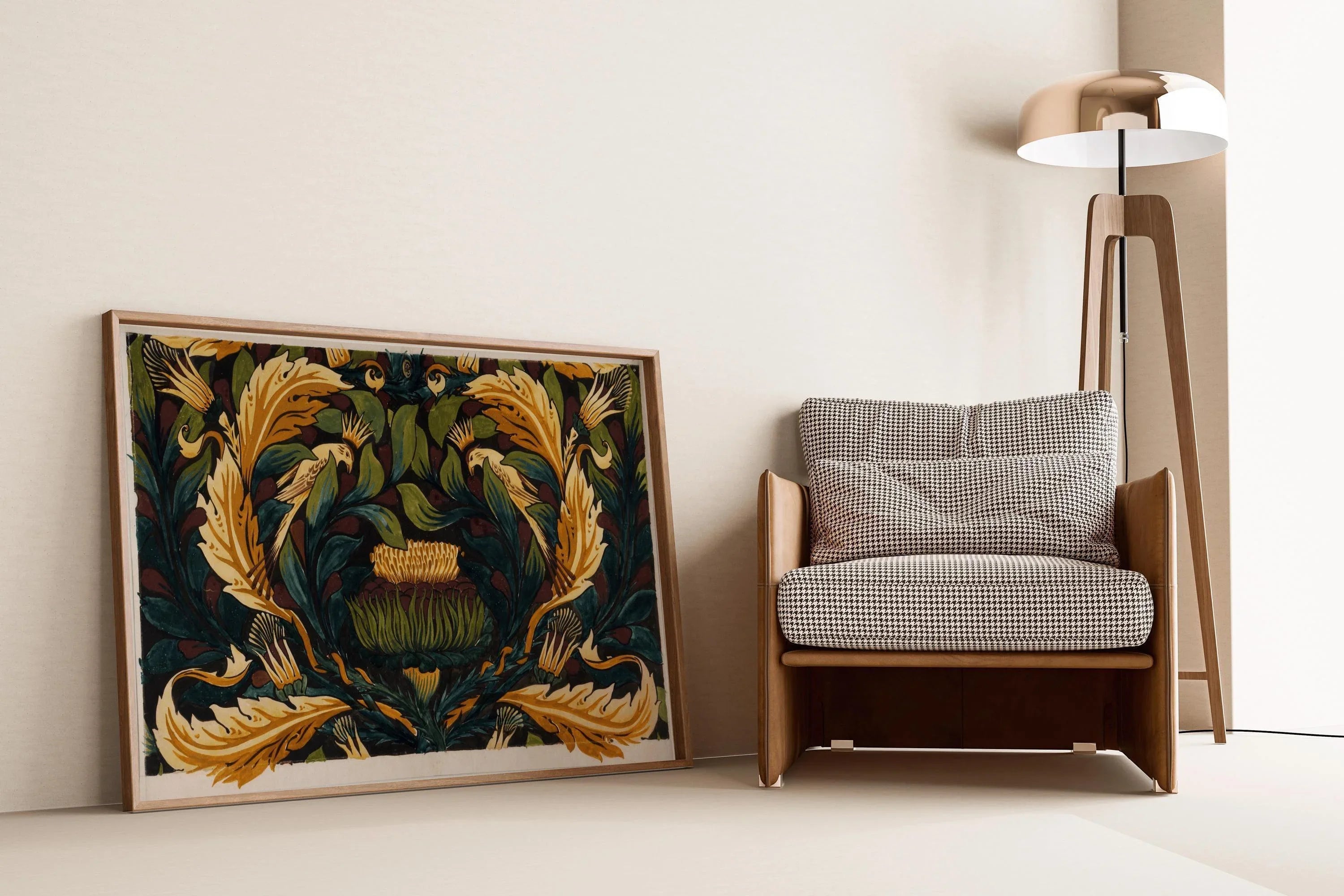 William Morris - Crowned Bird with Artichokes PRINT | A Magnificent Vintage Botanical Artwork