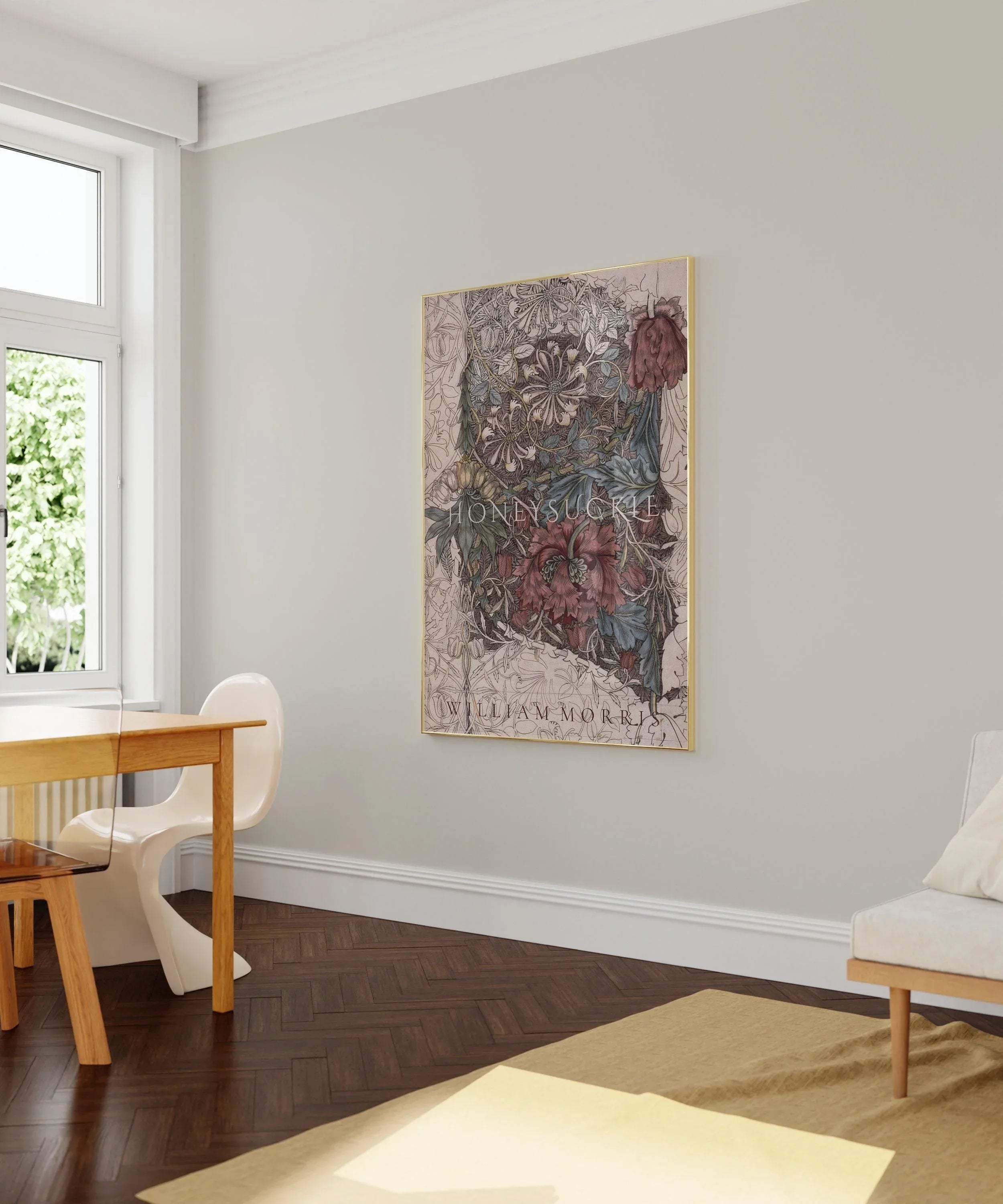 William Morris - Honeysuckle Red PRINT | Vintage Botanical Pattern Poster