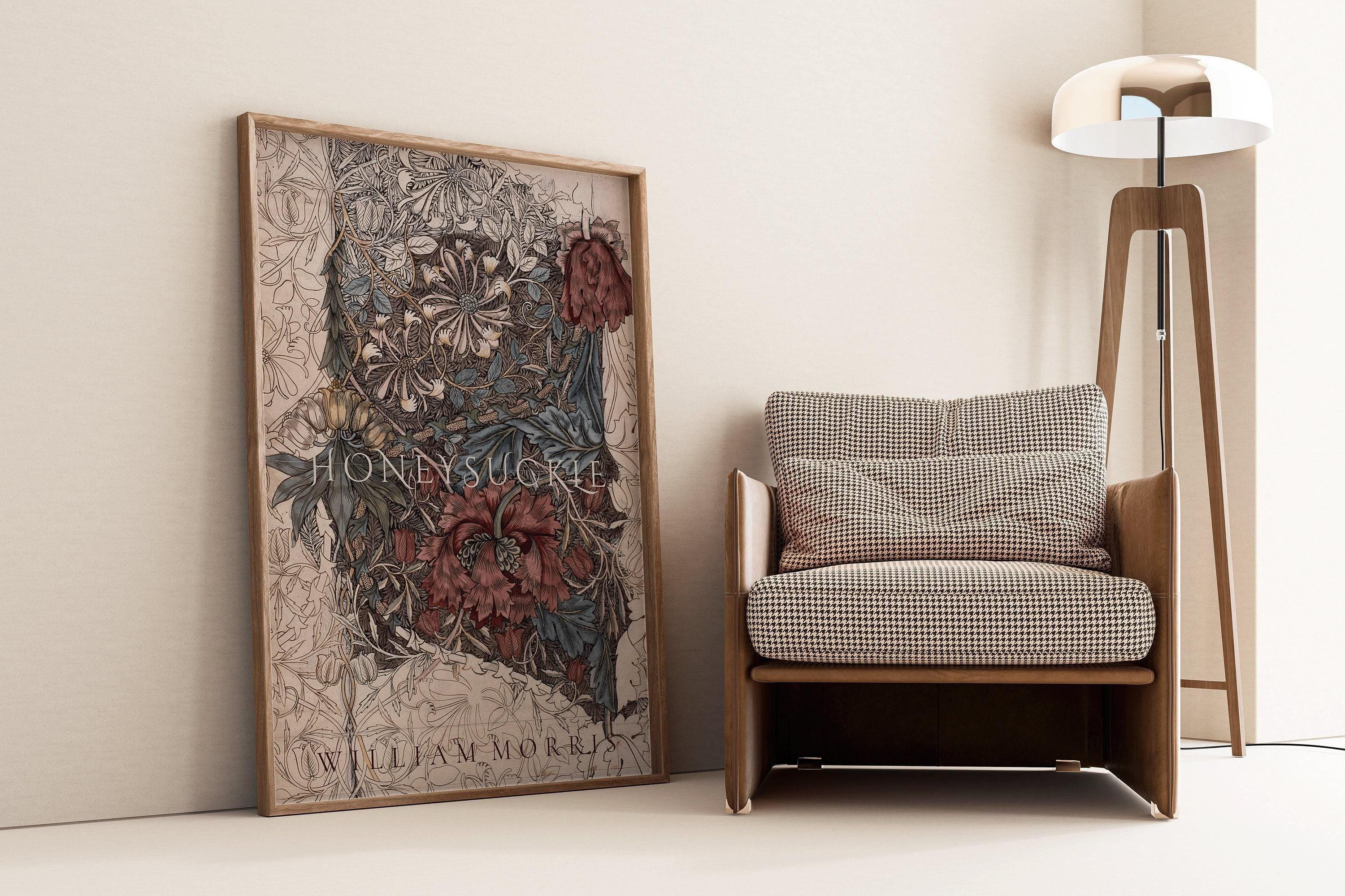 William Morris - Honeysuckle Red PRINT | Vintage Botanical Pattern Poster