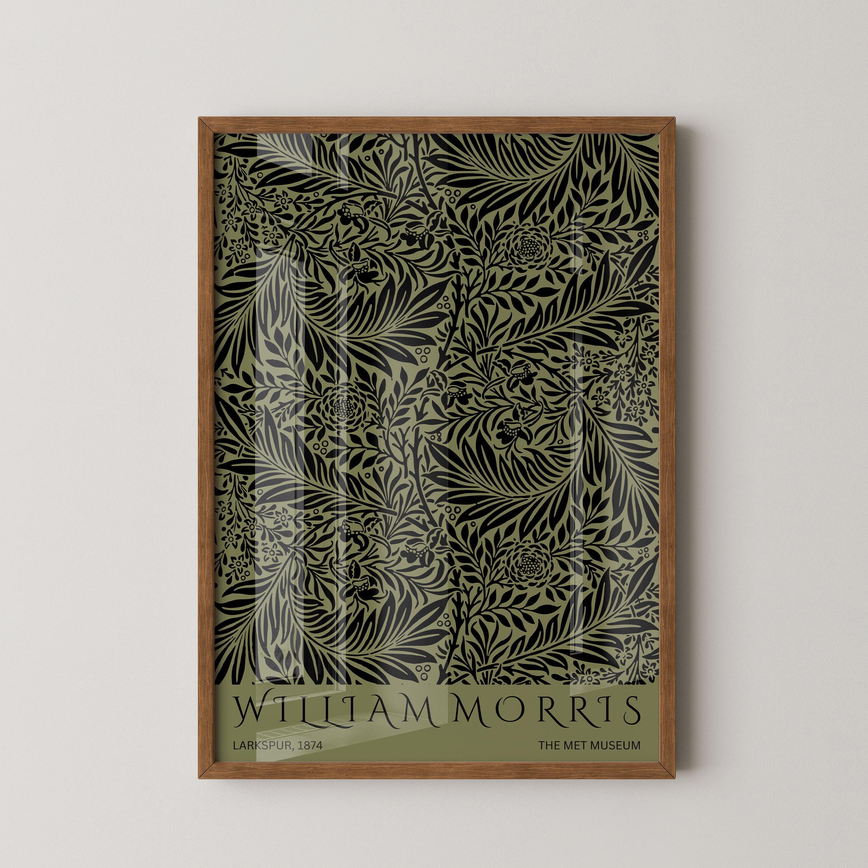 William Morris - Larkspur Green PRINT | Vintage Botanical Pattern Poster