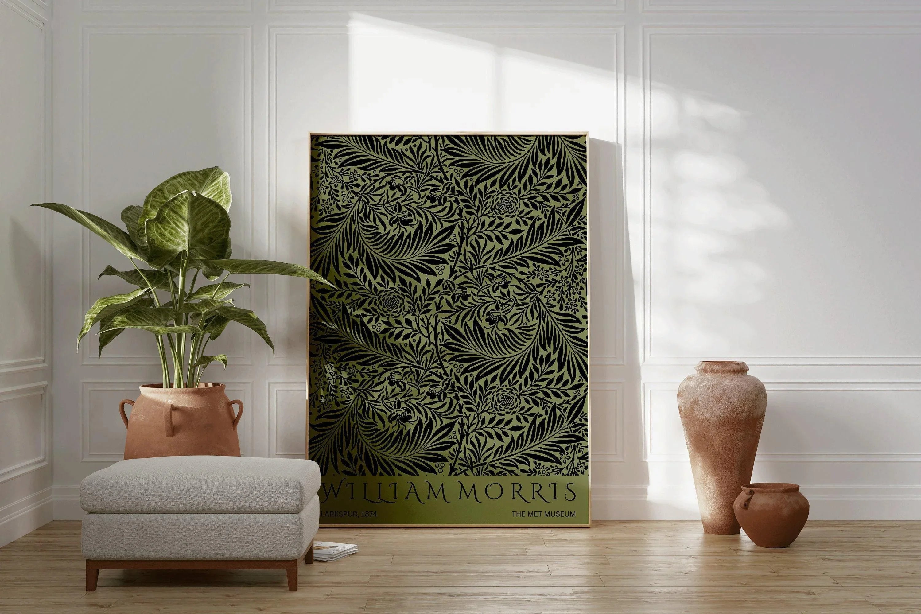 William Morris - Larkspur Green PRINT | Vintage Botanical Pattern Poster