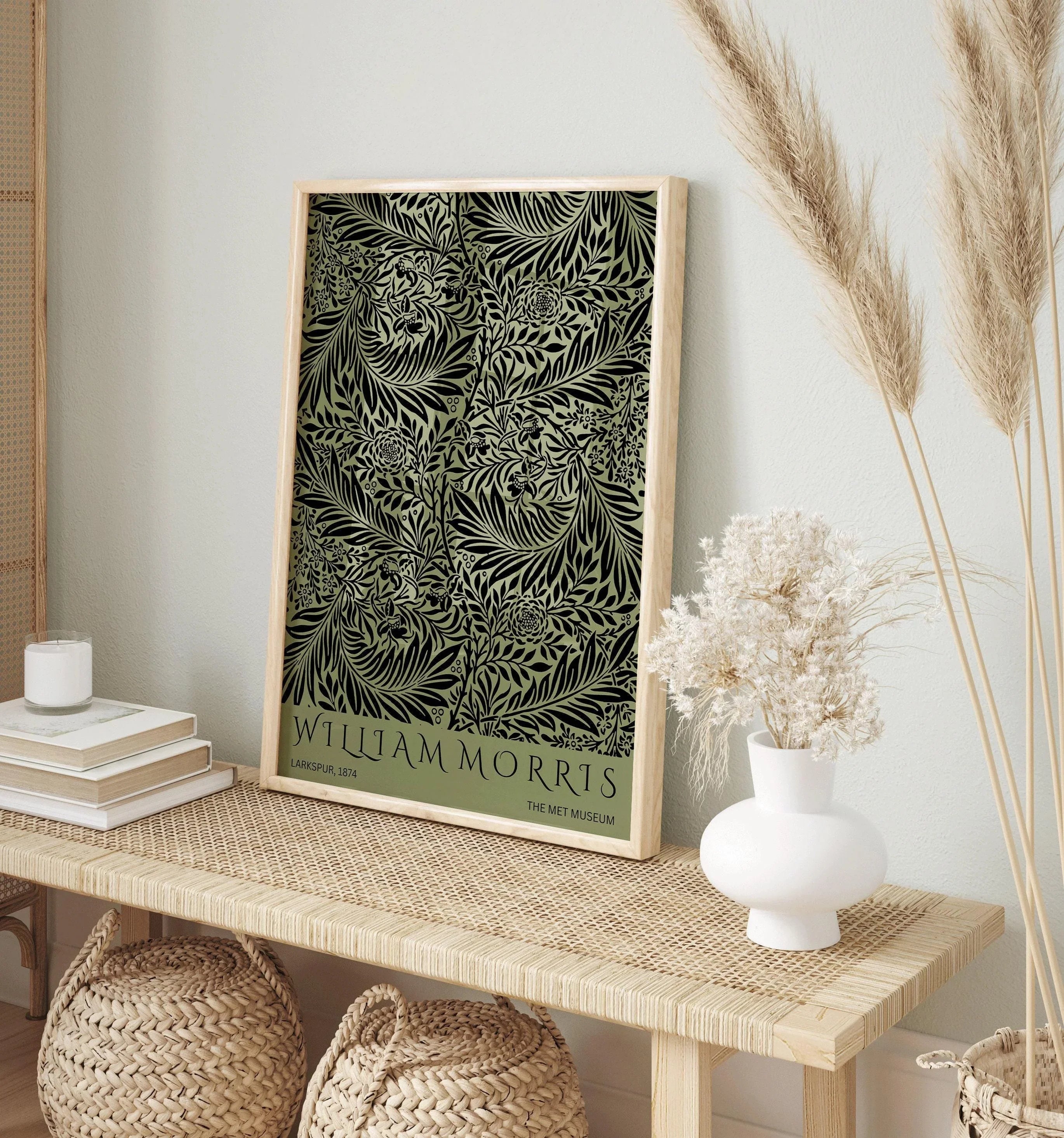 William Morris - Larkspur Green PRINT | Vintage Botanical Pattern Poster