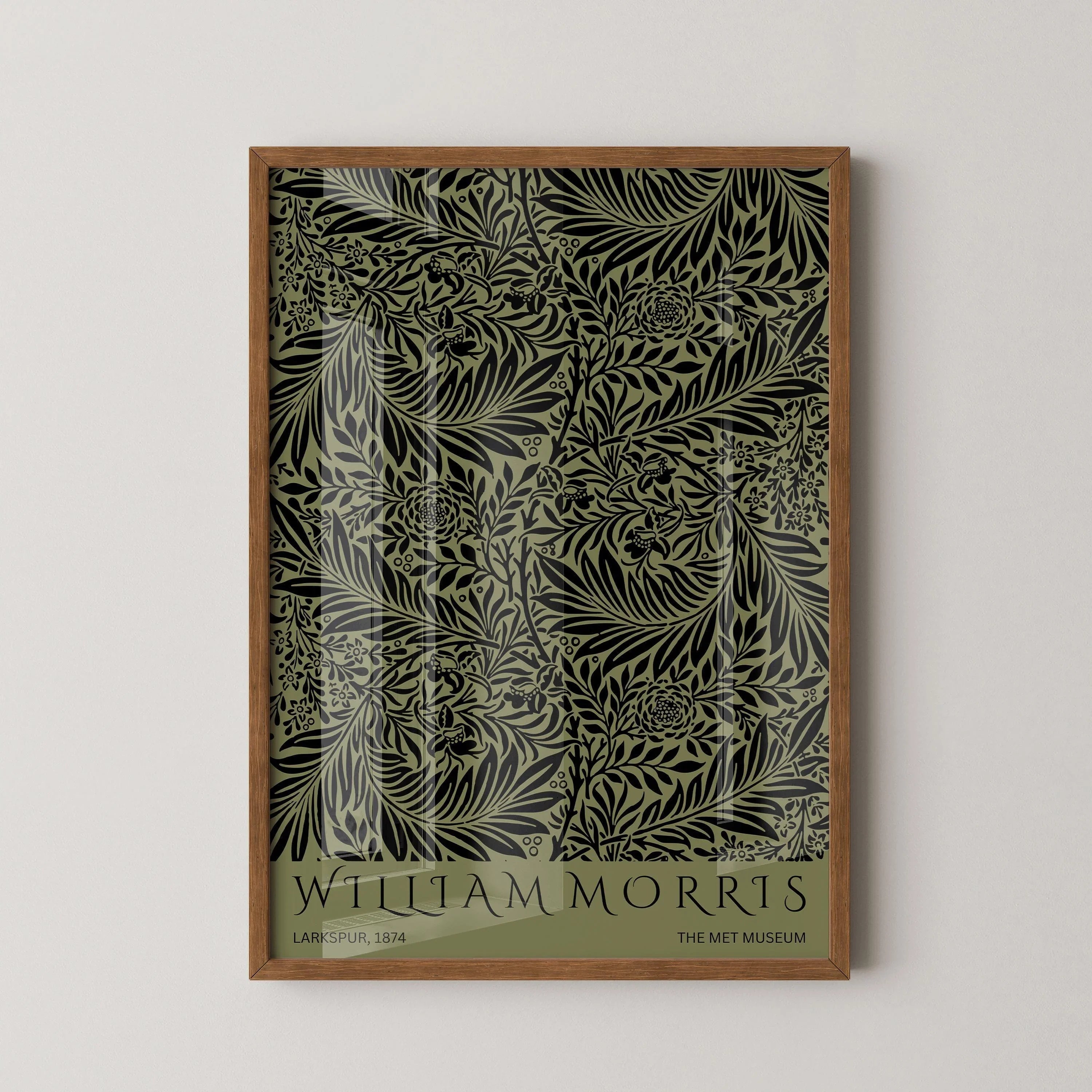 William Morris - Larkspur Green PRINT | Vintage Botanical Pattern Poster (available handframed or unframed) - 9ArtPrints