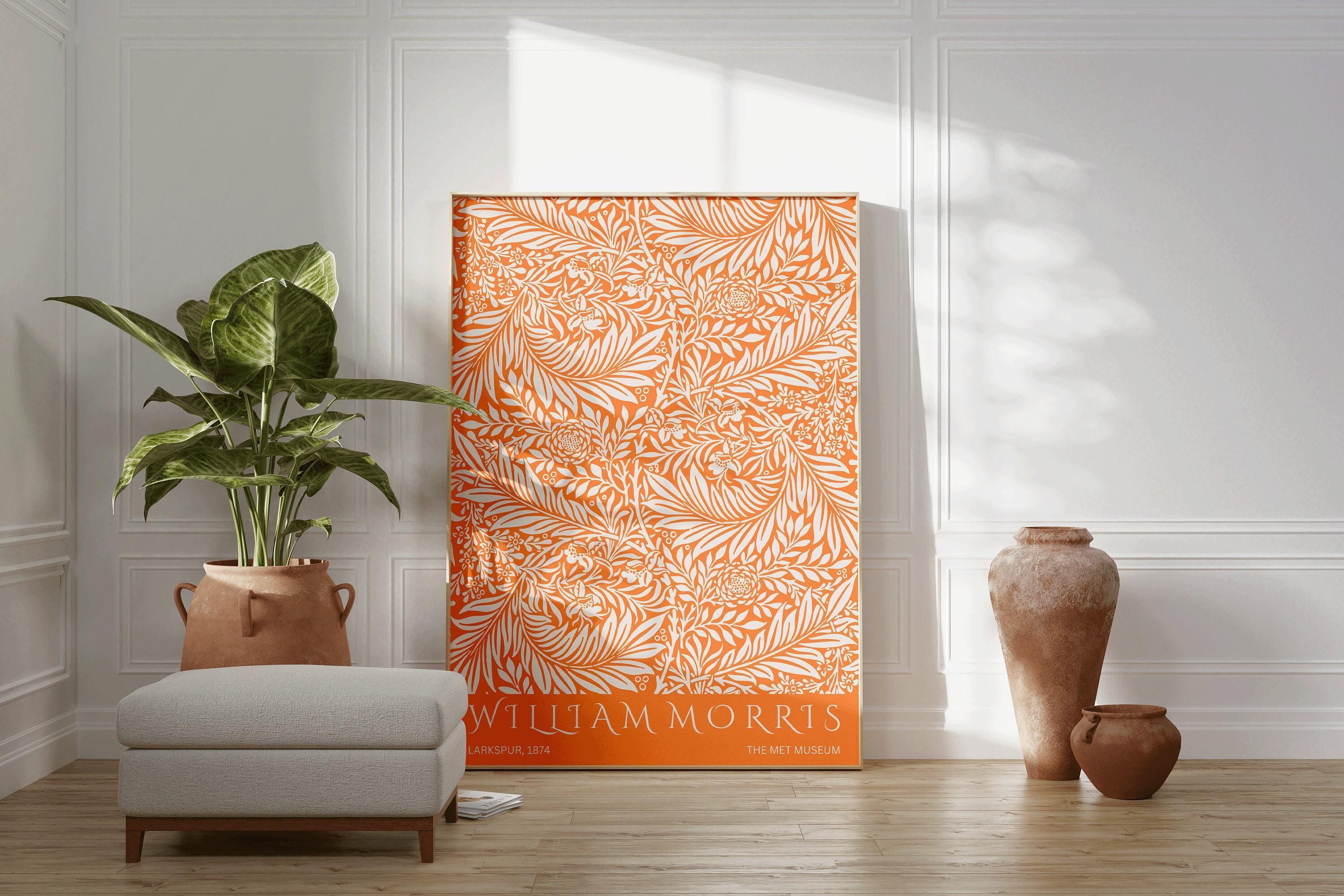 William Morris - Larkspur Orange PRINT | Vintage Botanical Pattern Poster