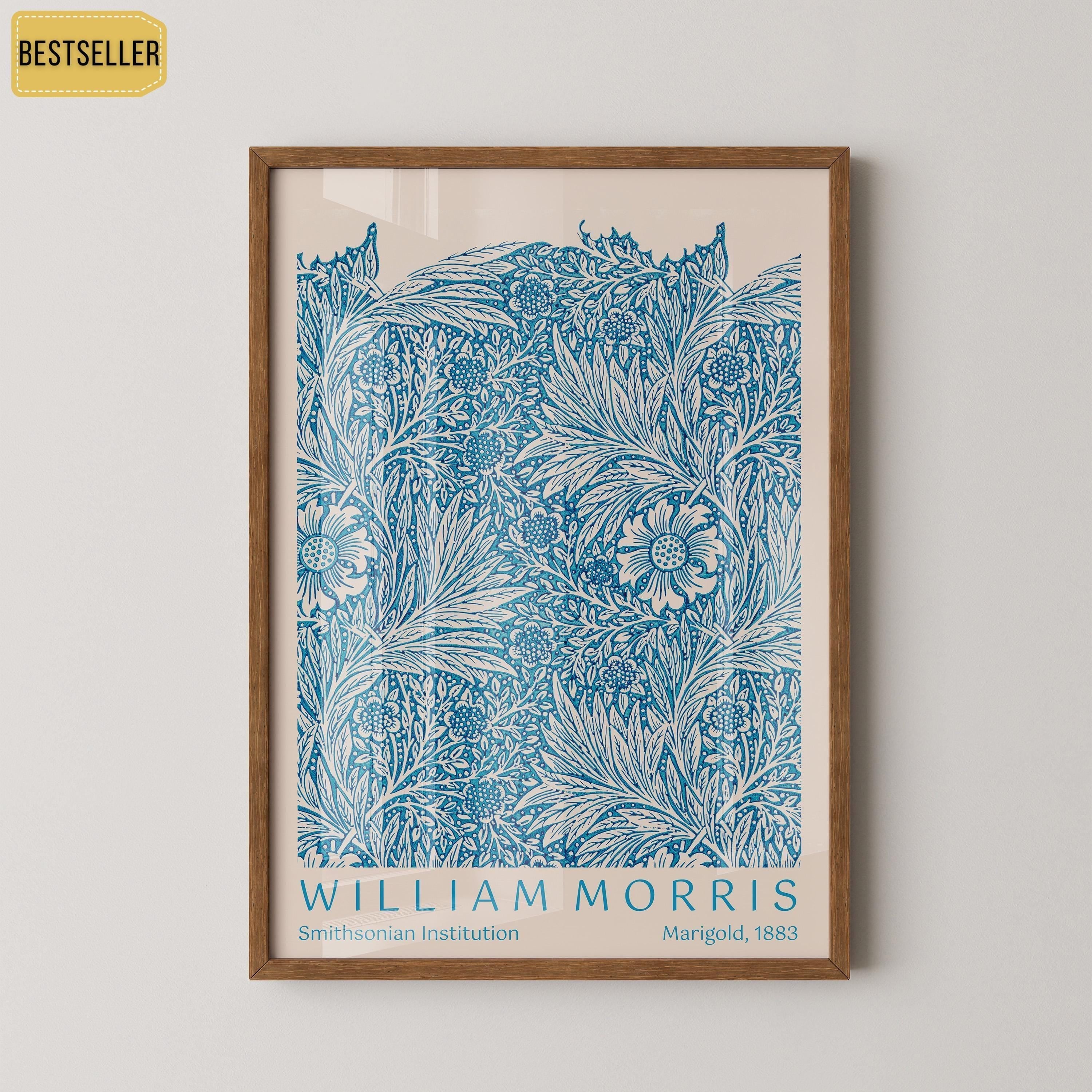 William Morris - Marigold Blue PRINT | Vintage Botanical Pattern Poster