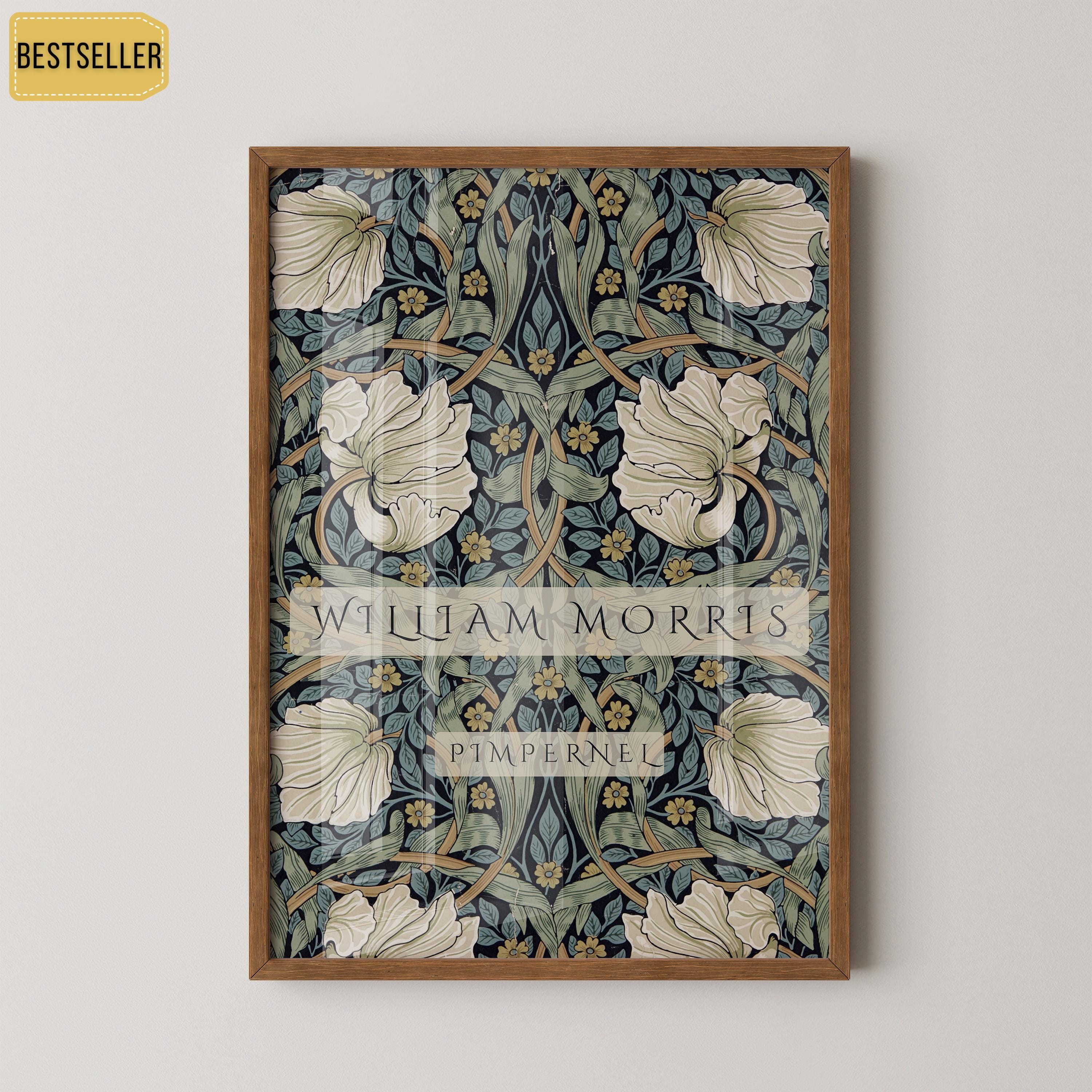 William Morris - Pimpernel PRINT | Vintage Sage Green Botanical Poster