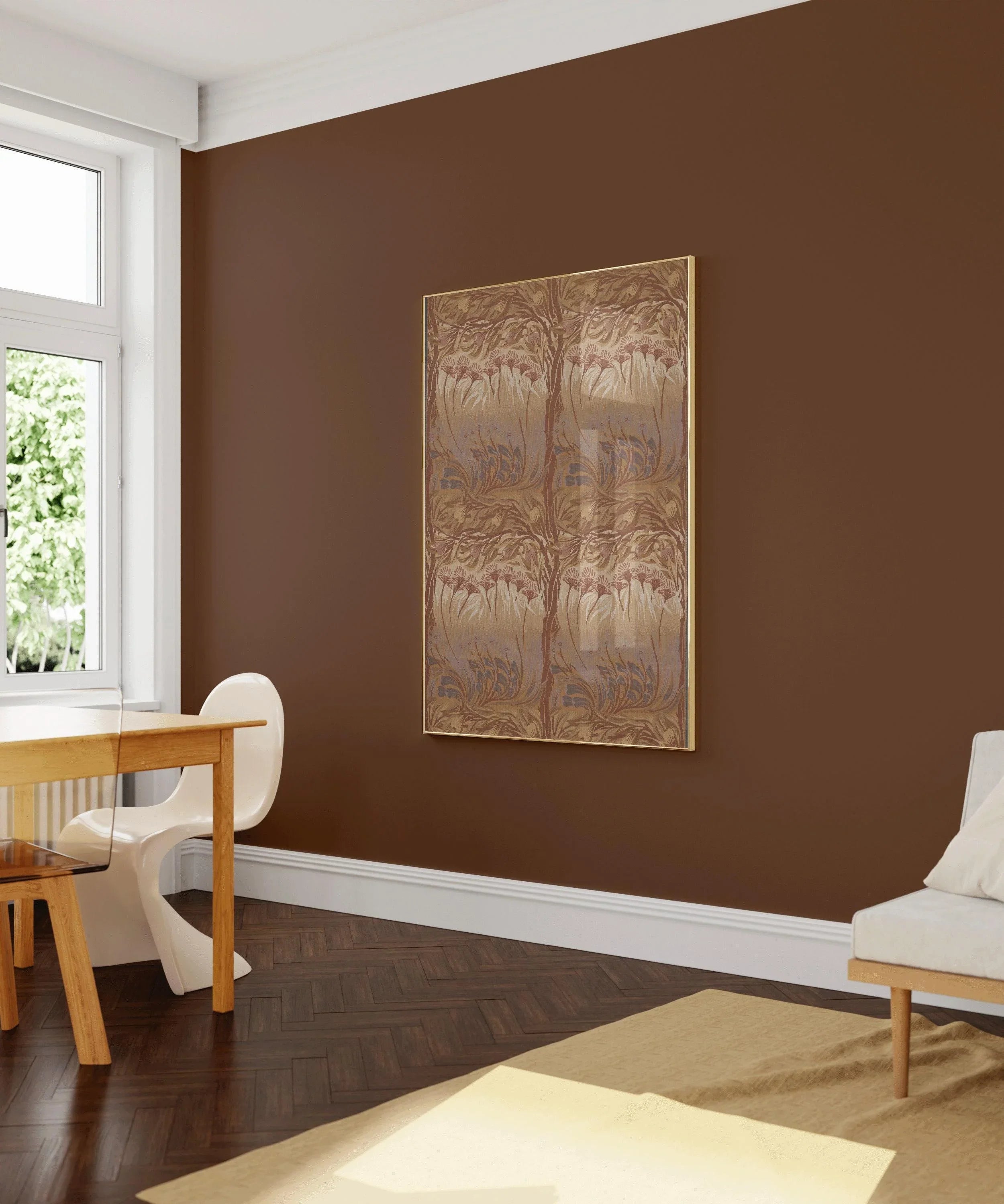 William Morris - The Fig Tree Arthur Heygate Mackmurdo (woven wool) PRINT | Vintage Pattern Print in Brown available framed - 9ArtPrints