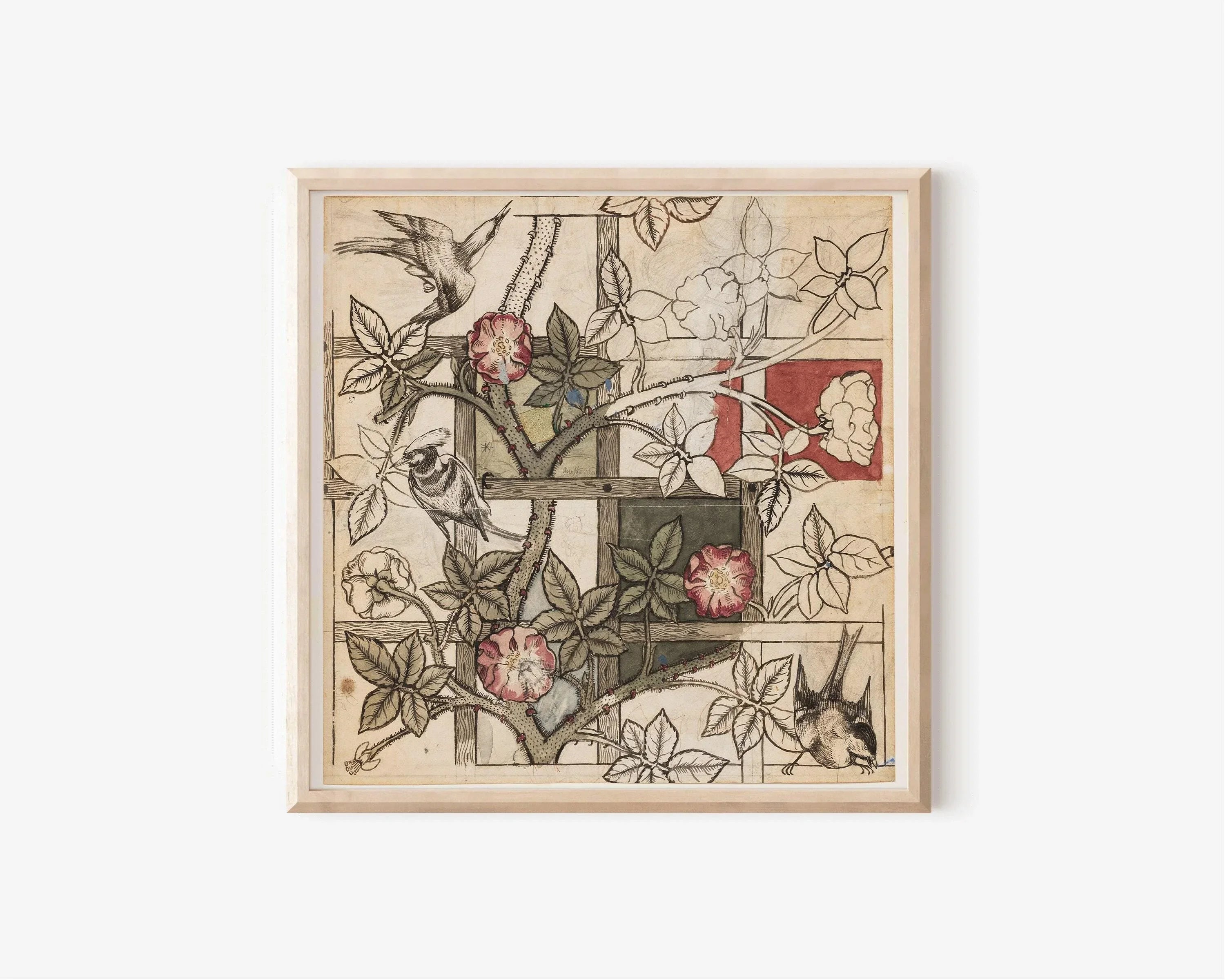 William Morris Trellis Print: Vintage Botanical Floral Art - 9ArtPrints