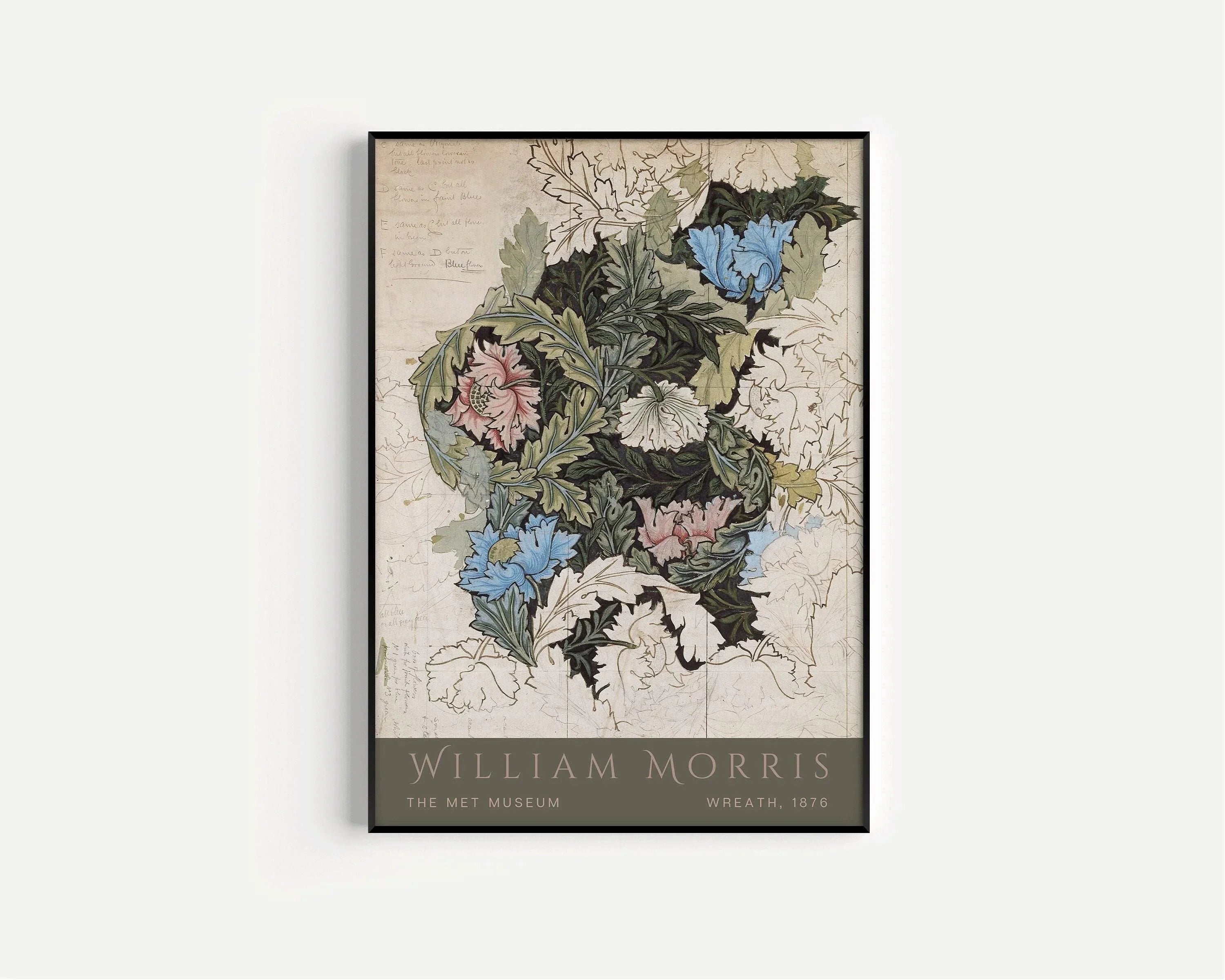 William Morris - Wreath PRINT | Vintage Botanical Pattern Poster