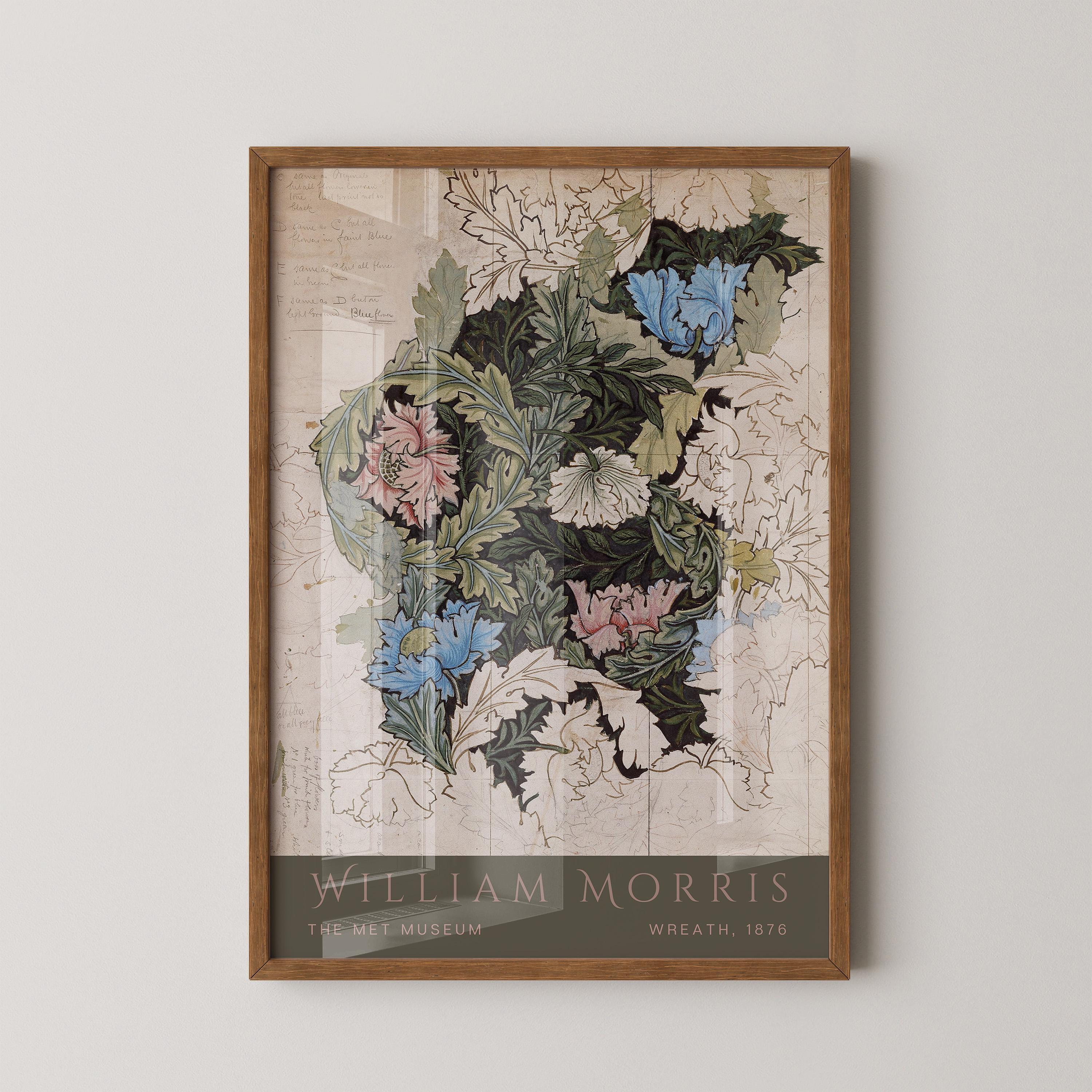 William Morris - Wreath PRINT | Vintage Botanical Pattern Poster