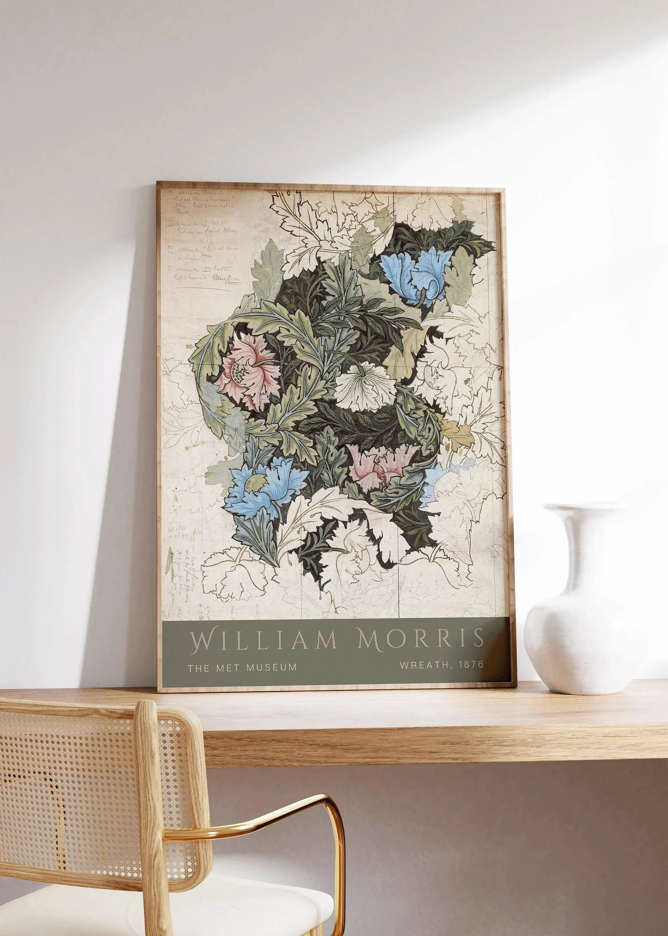 William Morris - Wreath PRINT | Vintage Botanical Pattern Poster