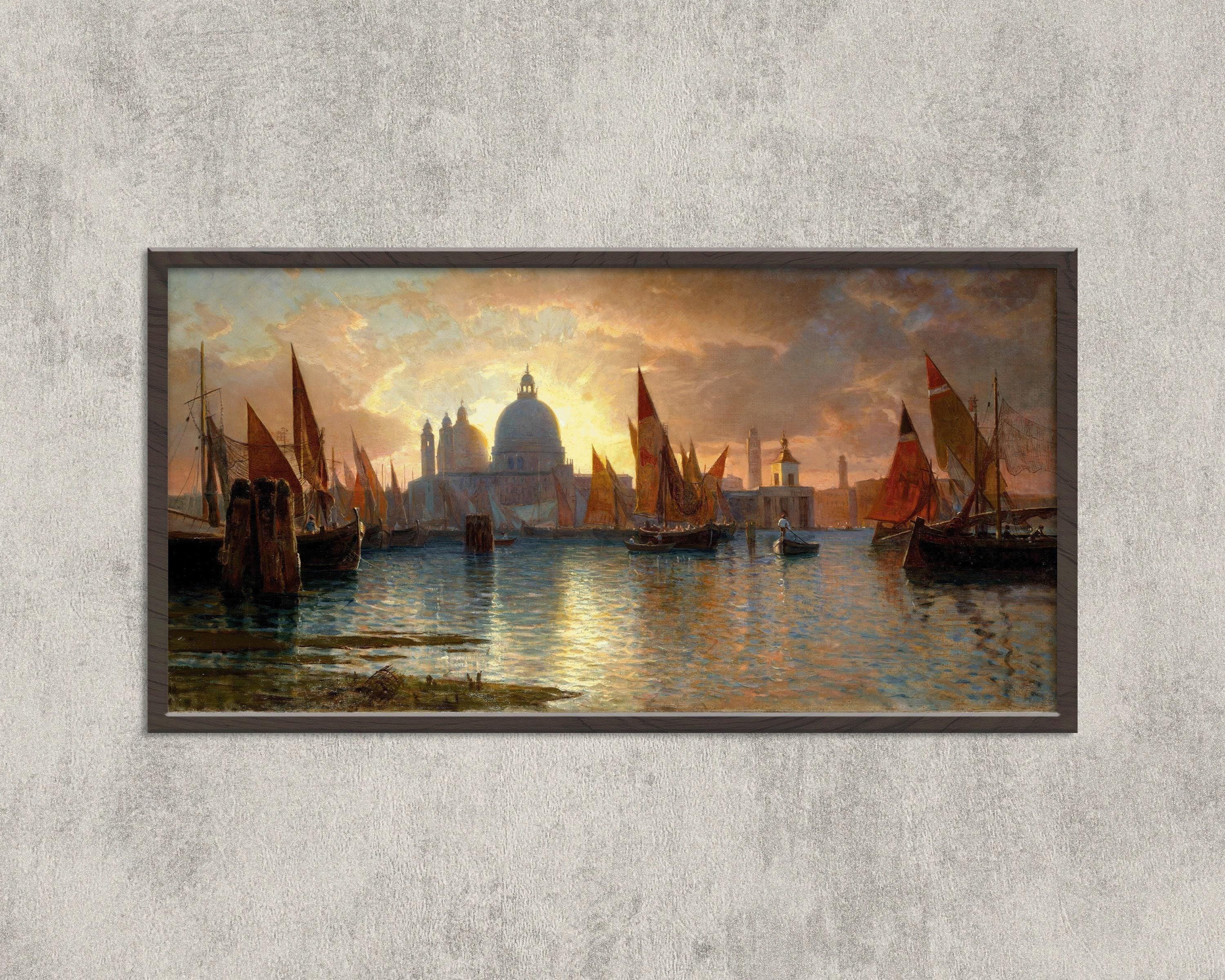 William Stanley Haseltine - Santa Maria della Salute, Sunset | Wide Panoramic Seascape Art (available handframed or unframed) 2x1 - 9ArtPrints