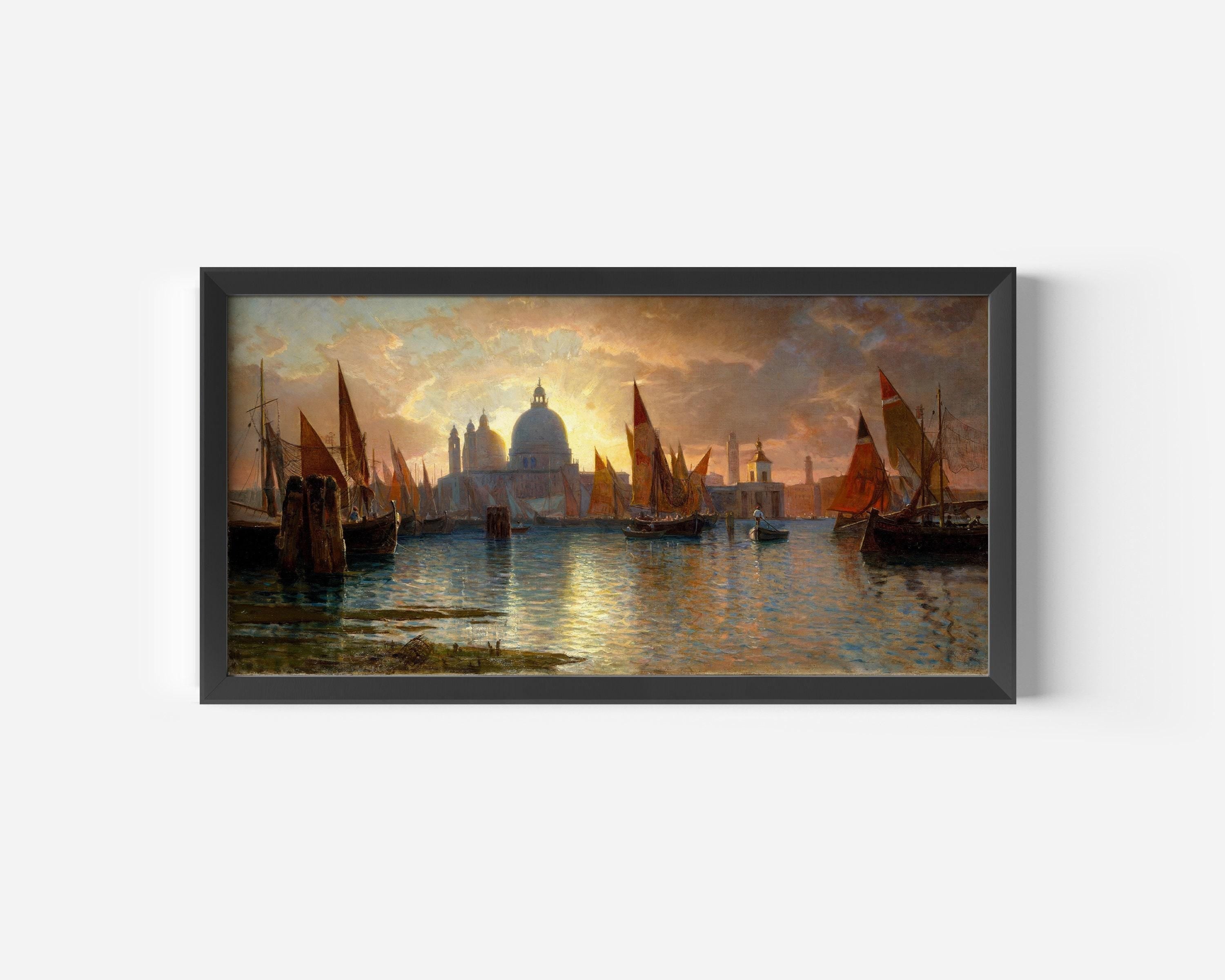 William Stanley Haseltine - Santa Maria della Salute, Sunset | Wide Panoramic Seascape Art (available handframed or unframed) 2x1 - 9ArtPrints
