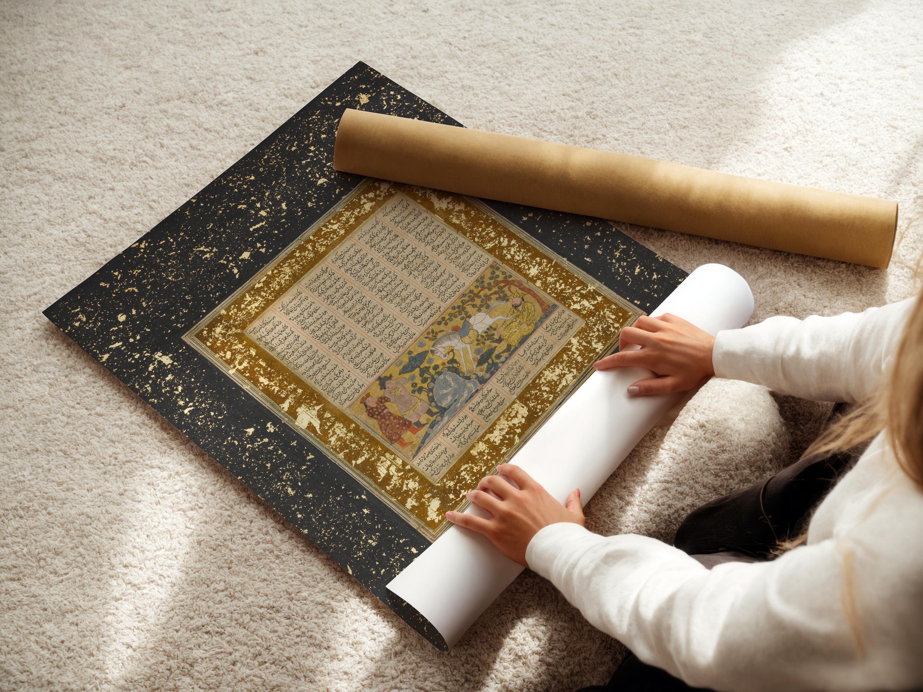 Yazdegird I Kicked to Death by the Water Horse – Persian Miniature Art from the Shahnameh | PRINT Framed & Unframed Available - 9ArtPrints