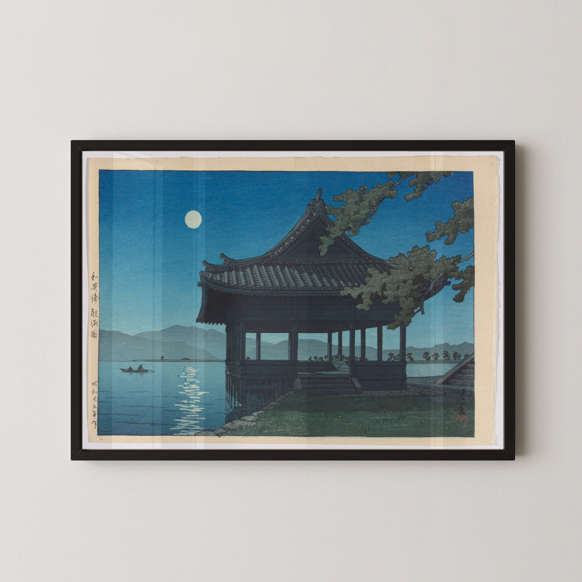 Kawase Hasui — Kankai Pavilion, Wakaura Beach | Japanese Woodblock Print (Shin Hanga)