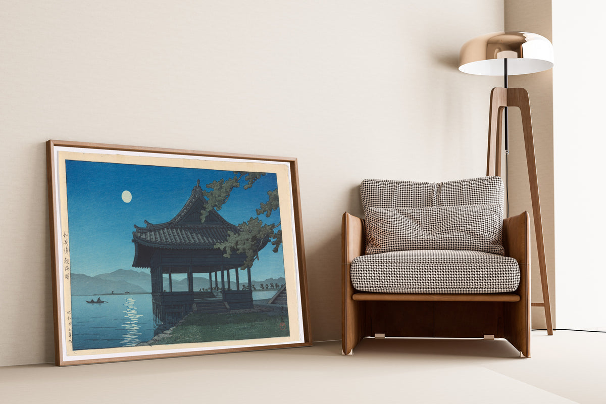 Kawase Hasui — Kankai Pavilion, Wakaura Beach | Japanese Woodblock Print (Shin Hanga)