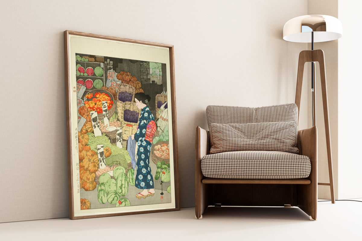 Hiroshi Yoshida — Greengrocery at Nezu | Japanese Woodblock Print (Shin Hanga)