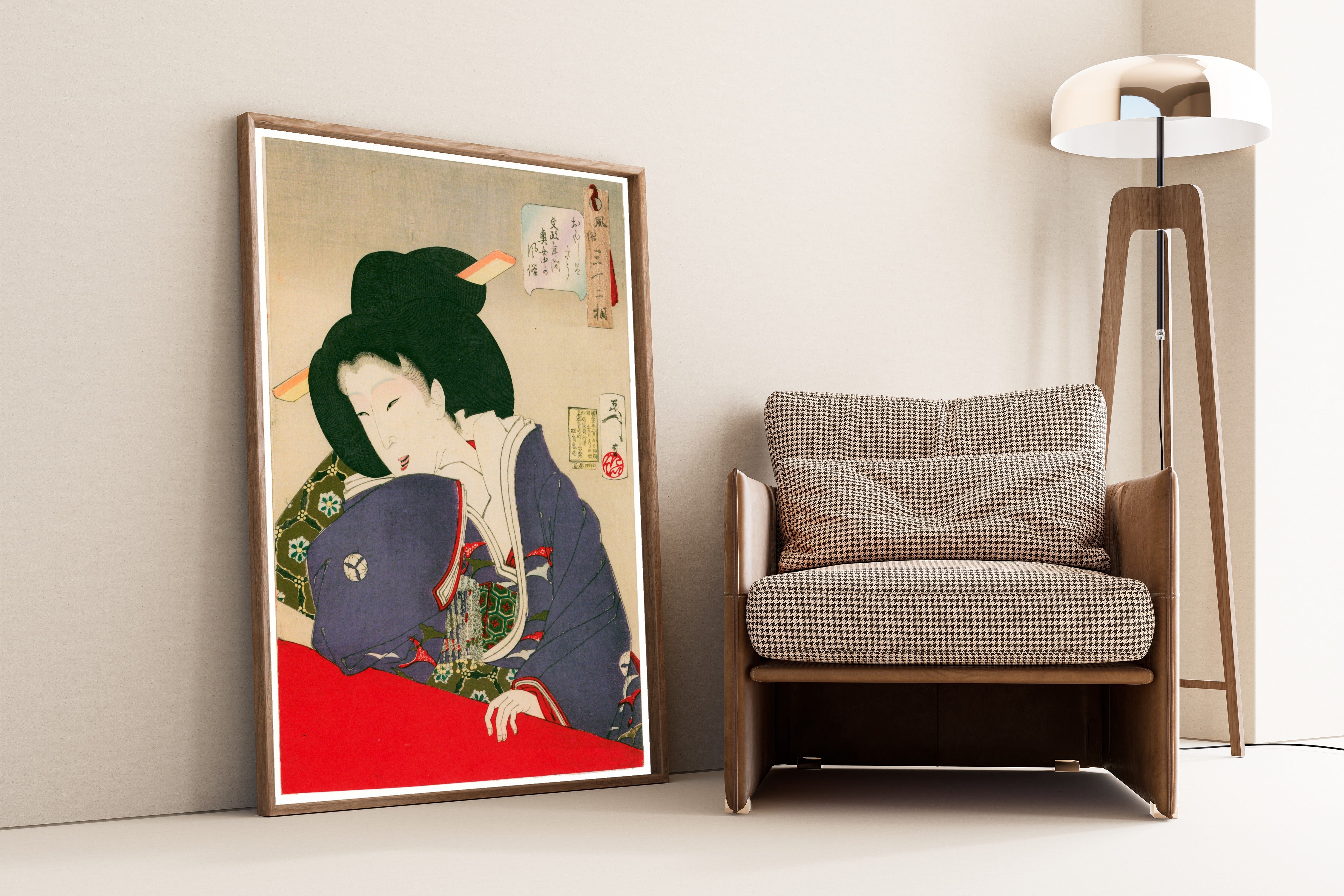Tsukioka Yoshitoshi — Looks Amusing (Bunsei-era palace maid) | Japanese Woodblock Print (Ukiyo-e)