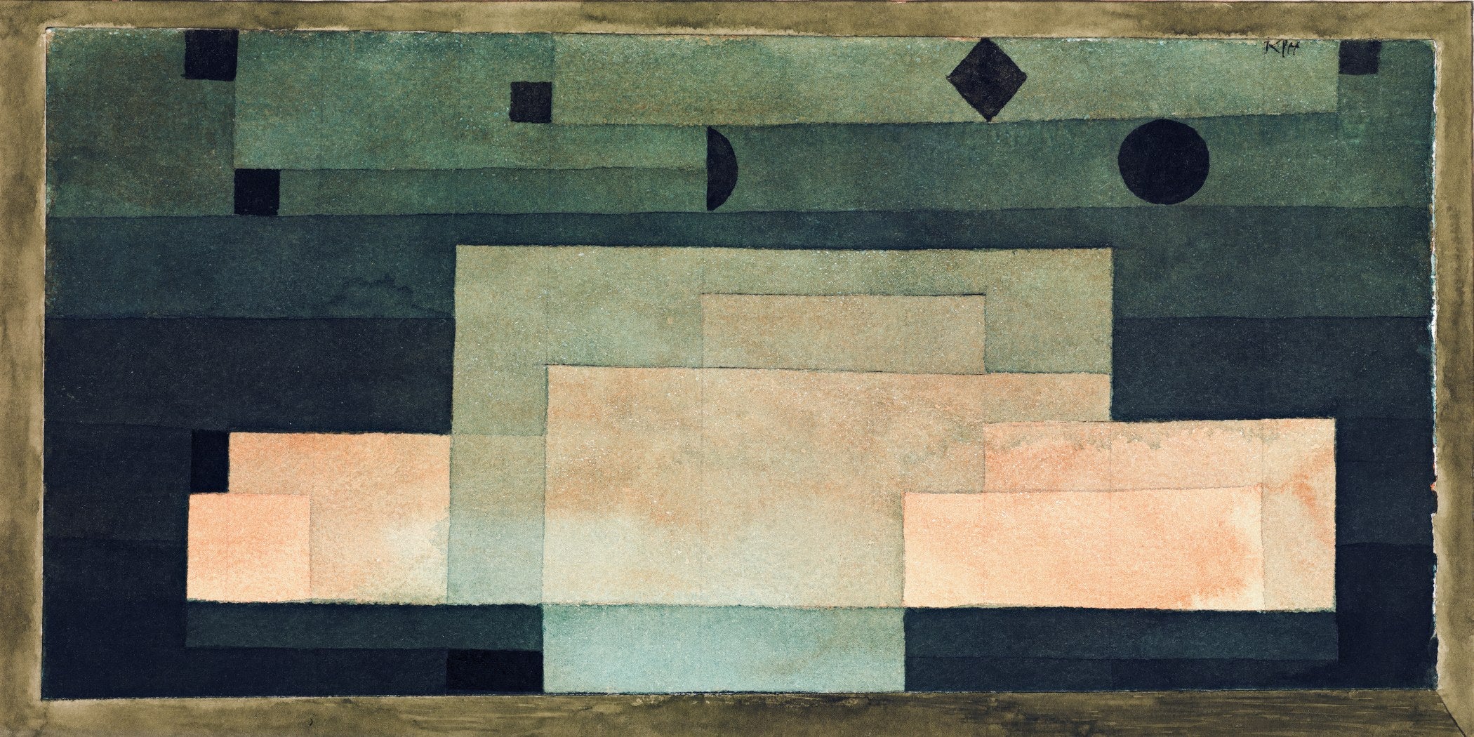 Paul Klee Print: The Firmament Above the Temple, Abstract Panoramic Art (2x1)