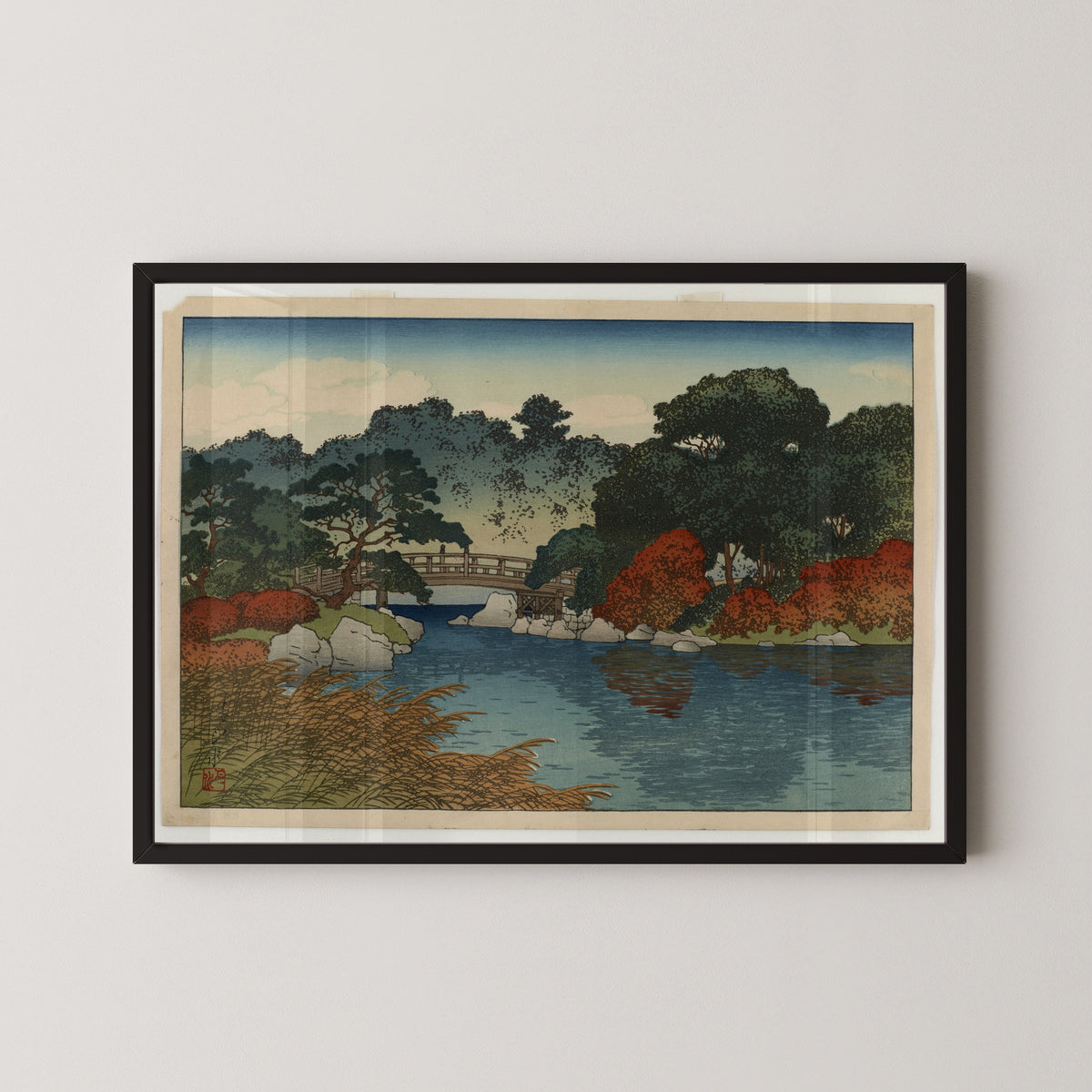 Kawase Hasui — Autumn Garden, Mitsubishi Villa at Fukagawa | Japanese Woodblock Print (Shin Hanga)