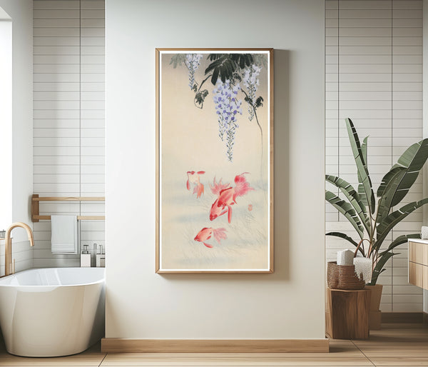 Ohara Koson — Goldfish and Wisteria | Japanese Bird & Flower Woodblock Print