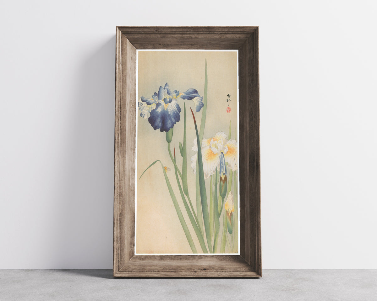 Ohara Koson — Iris and Bee | Japanese Bird & Flower Woodblock Print