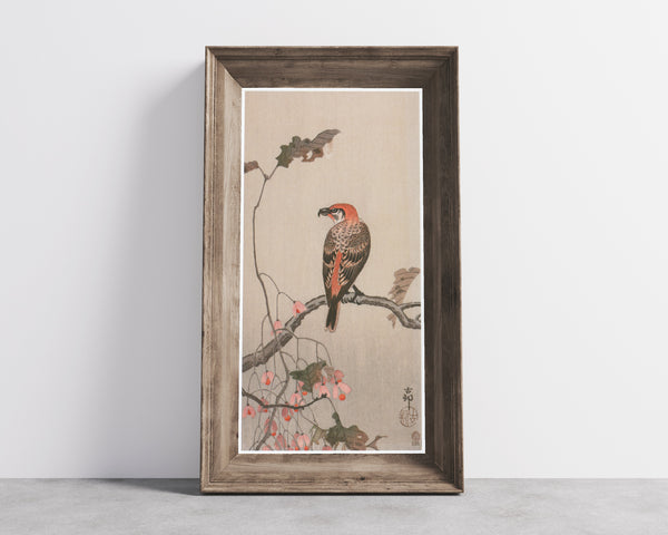 Ohara Koson — Crossbill and Begonia | Japanese Bird & Flower Woodblock Print