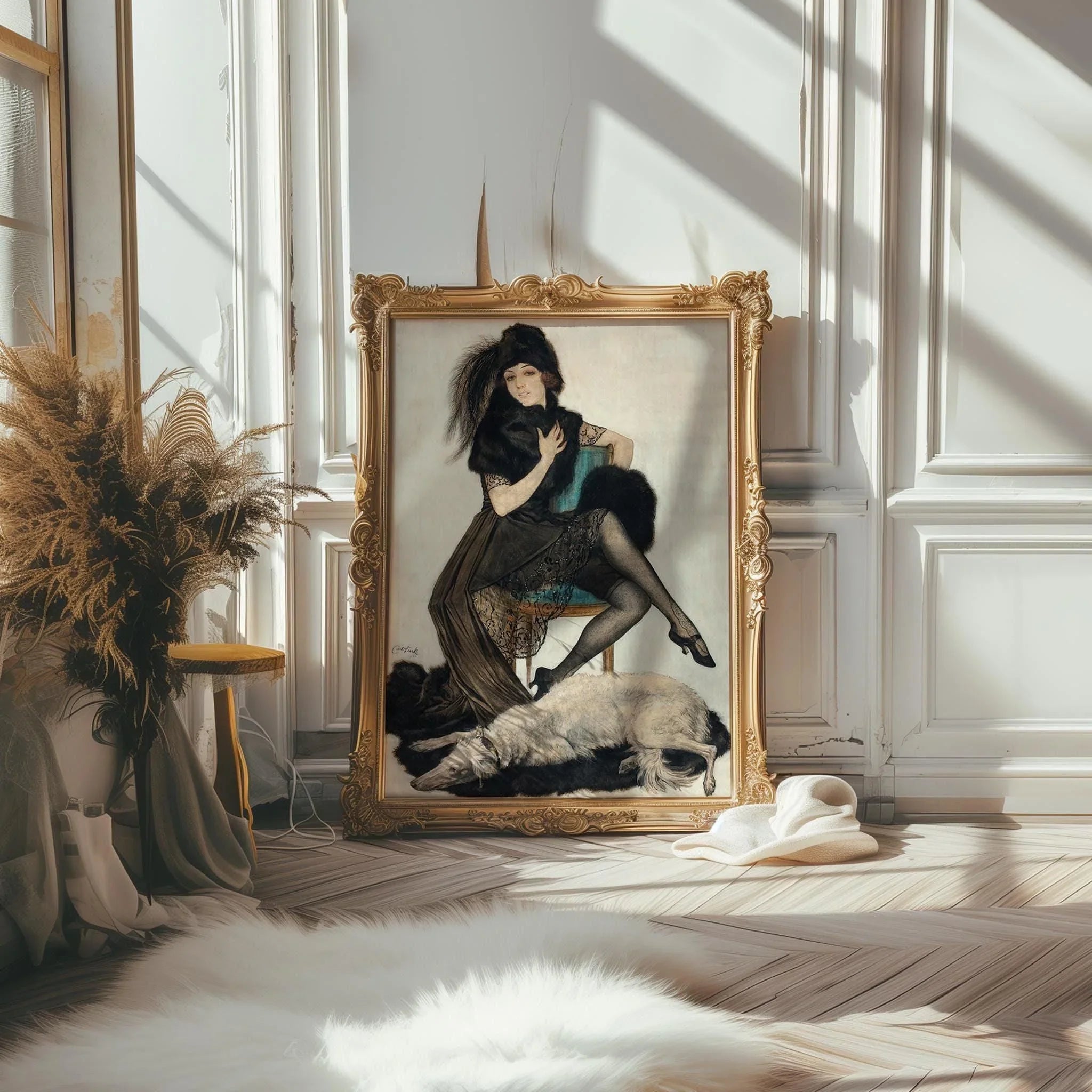 1920s Glamour Print: Carl Link, Fur and Lace Elegance - 9ArtPrints