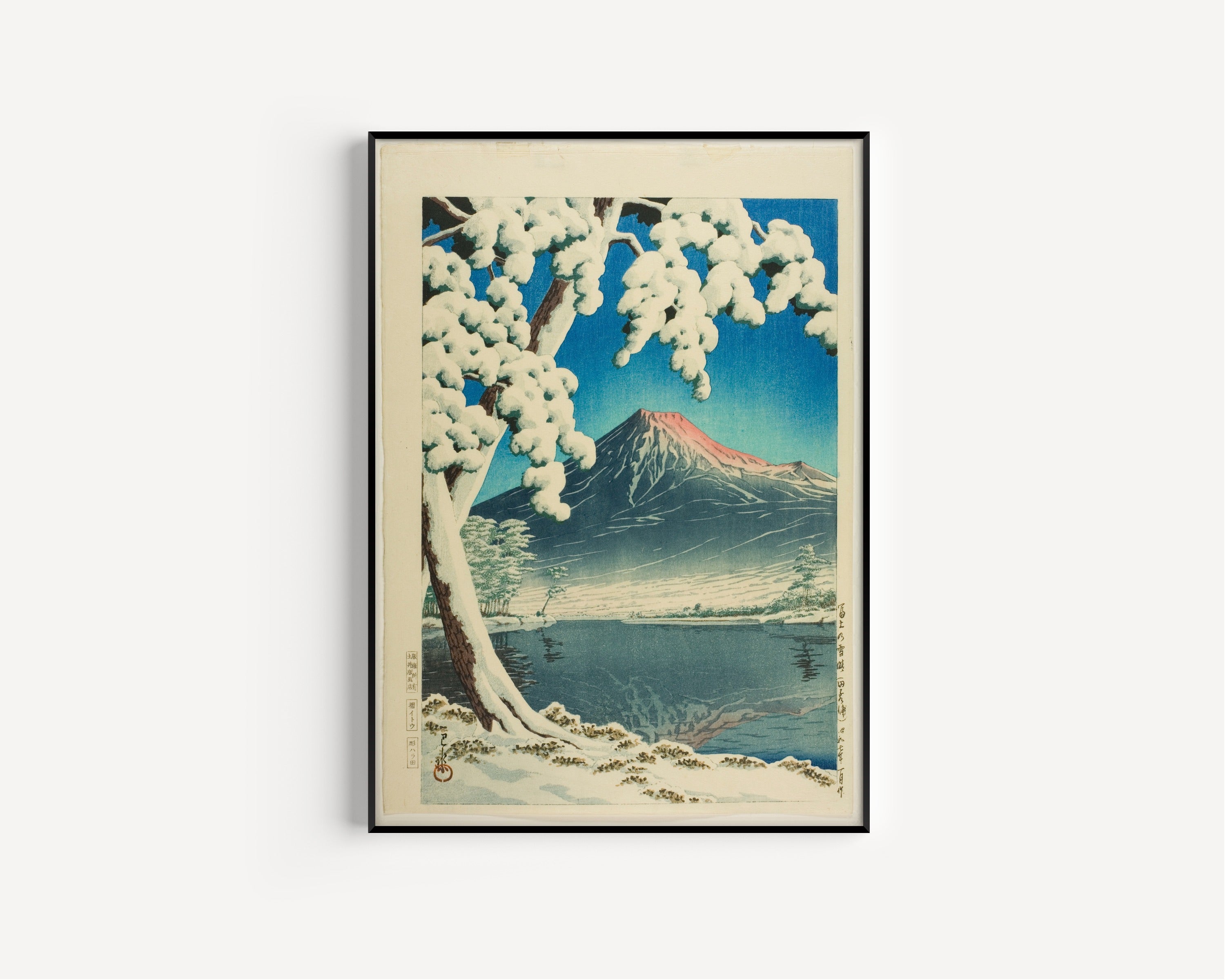 Kawase Hasui — Clearing After a Snowfall, Mount Fuji from Tagonoura Beach | Japanese Woodblock Print (Shin Hanga)