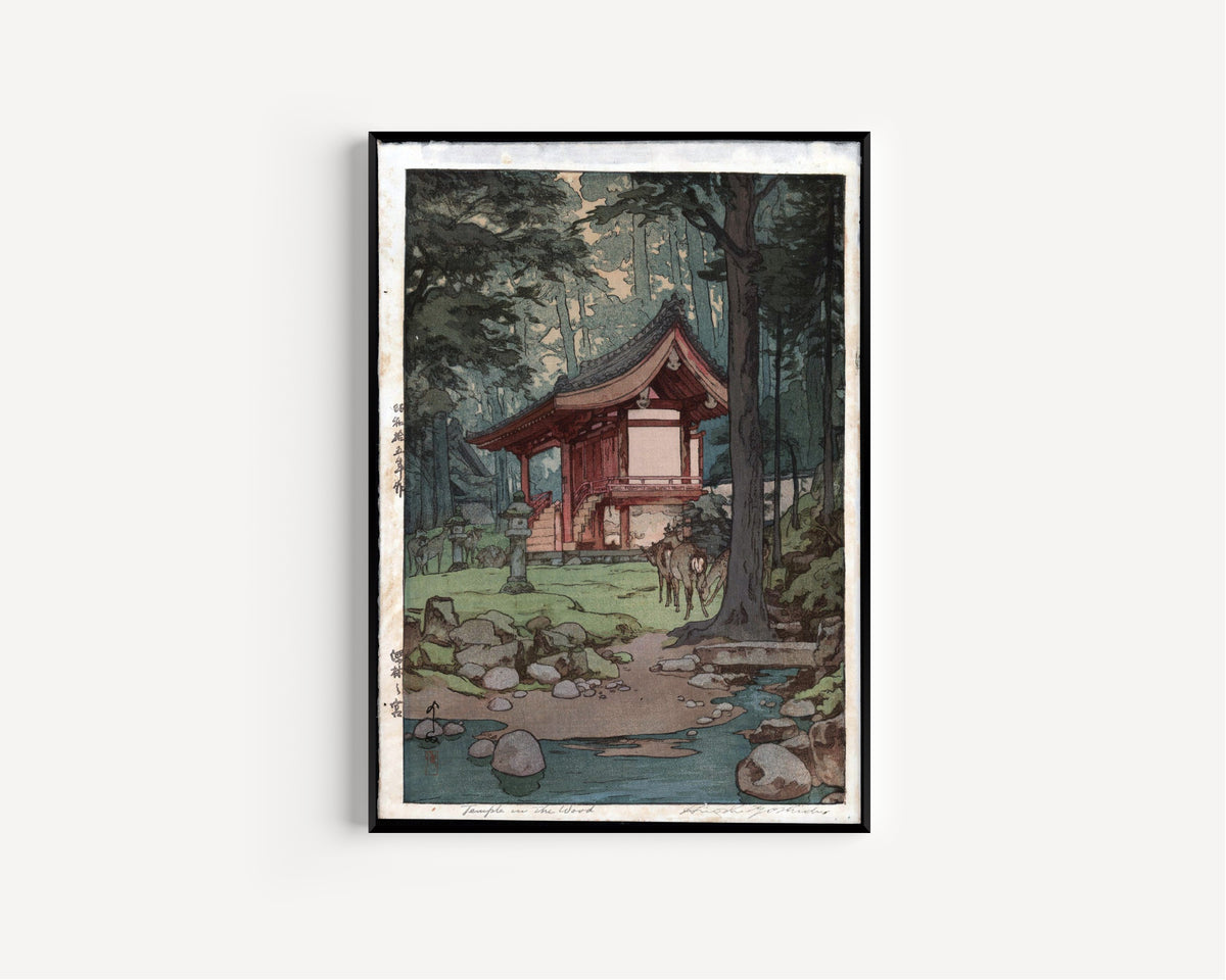 Hiroshi Yoshida — Temple in the Woods | Japanese Woodblock Print (Shin Hanga)